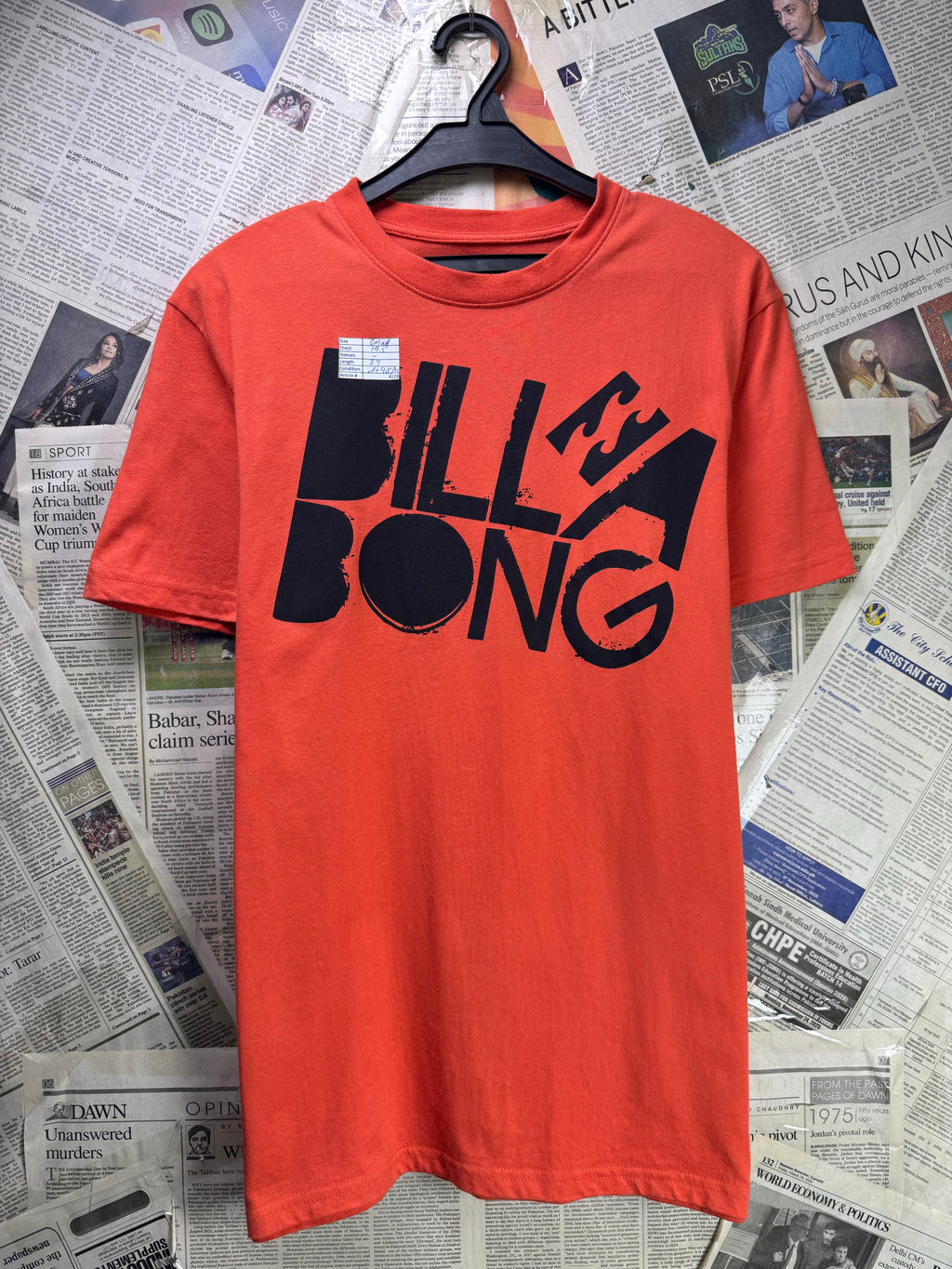 Billabong® Small | Chest: 19.5" | Orange | T-Shirt | Cotton | 4229 - Genuine Maal