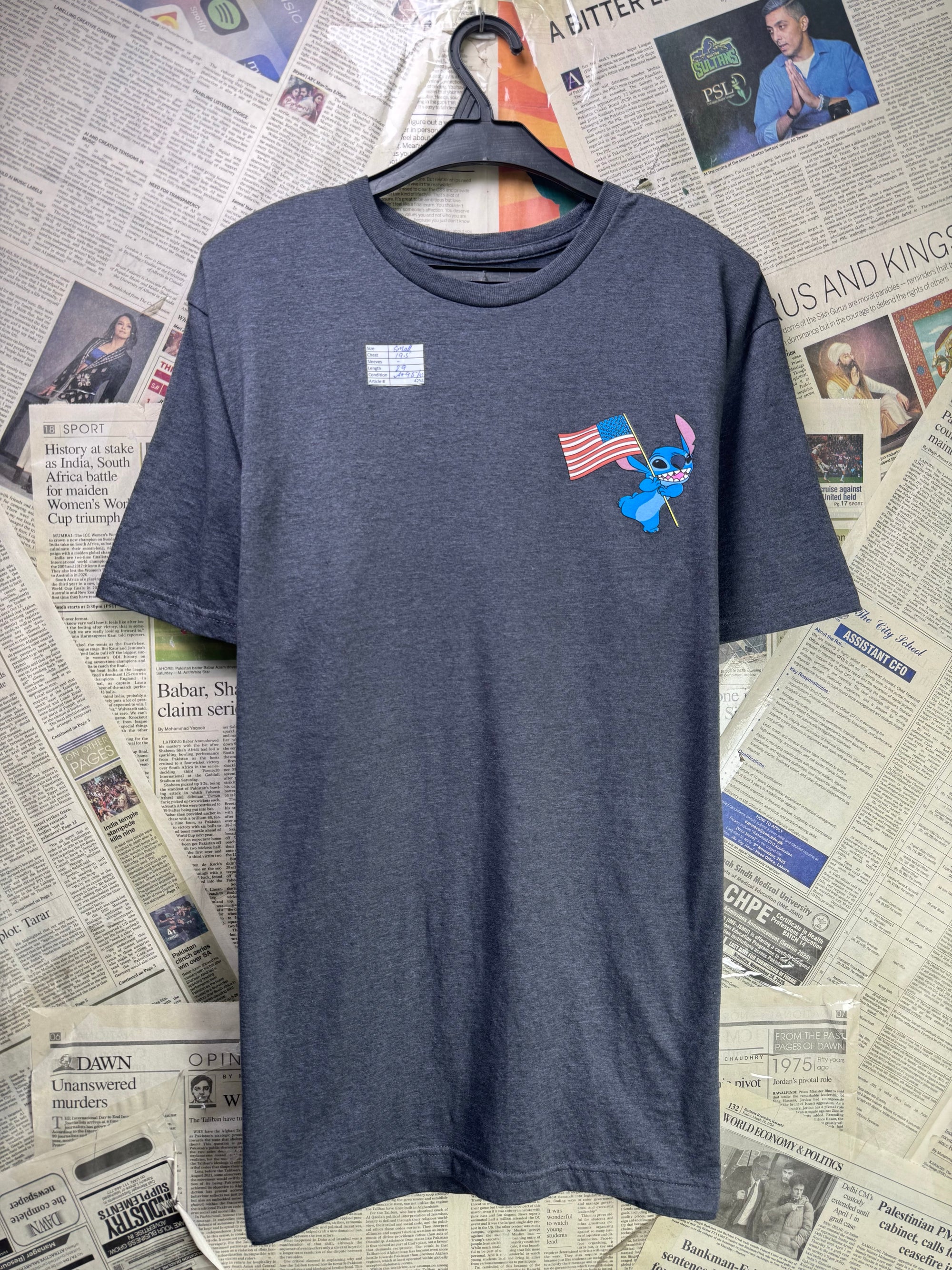 Disney® Small | Chest: 19.5" | Grey | Stitch T-Shirt | Poly - Cotton | 4252 - Genuine Maal