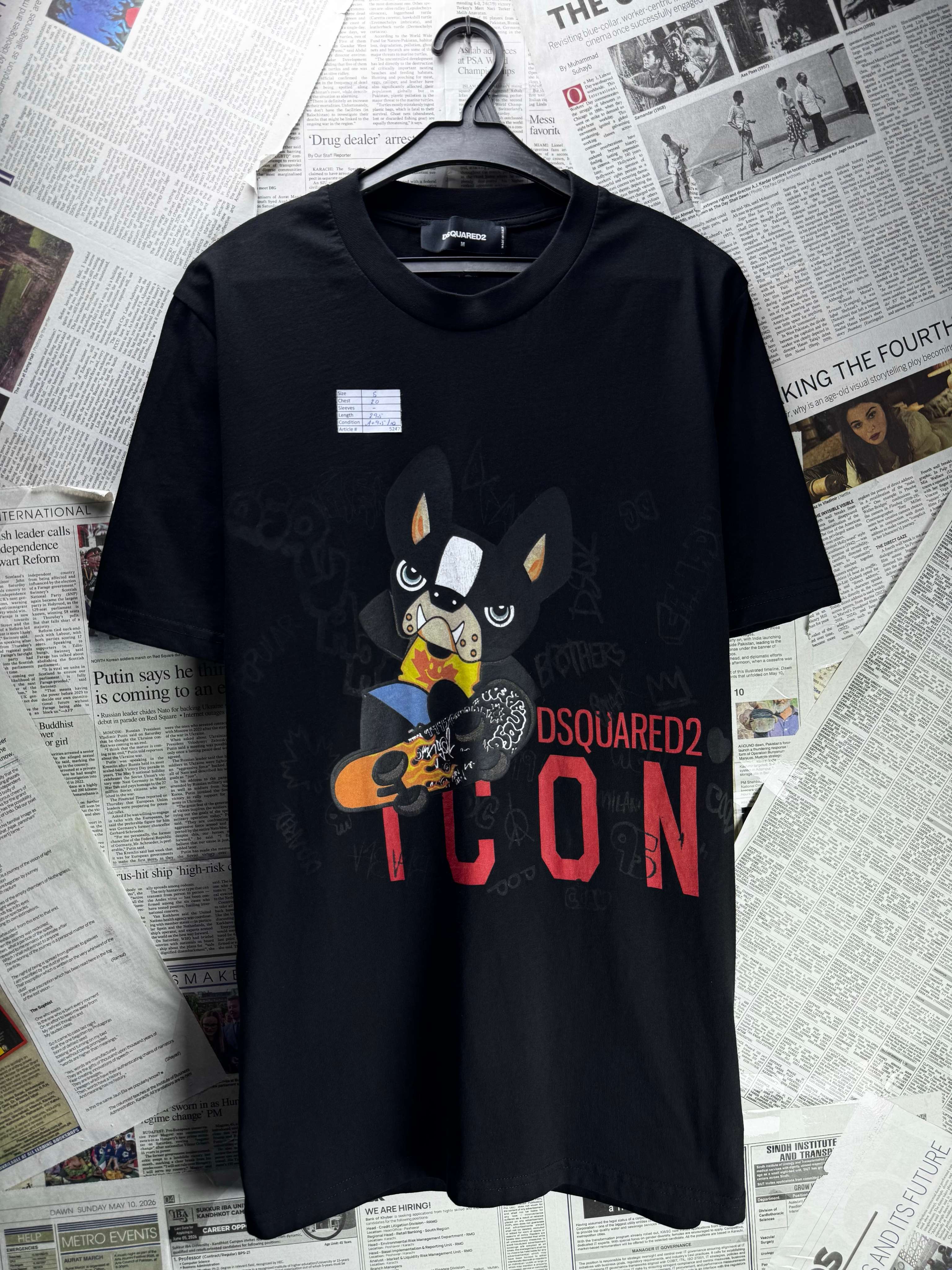 DSquared2® Small | Chest: 20" | Black | T-Shirt | Cotton - Elastane | 5247 - Genuine Maal