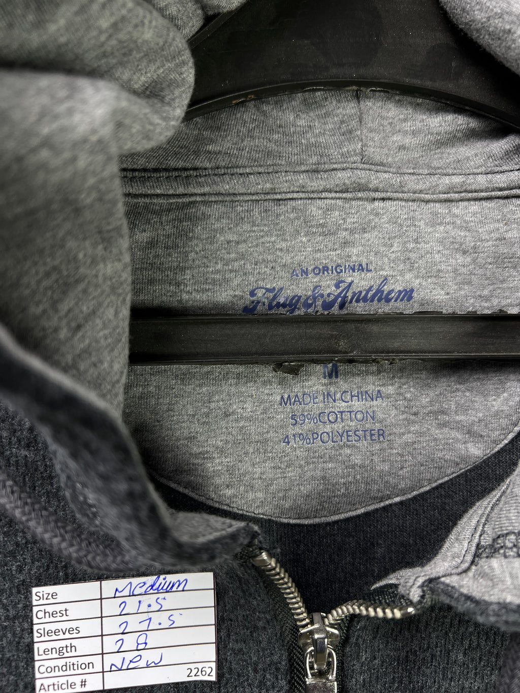 Flag & Anthem® Medium | Chest 21.5 | Charcoal | Quarter Zip Hoodie Pullover | Cotton Blend | 2262 - Genuine Maal