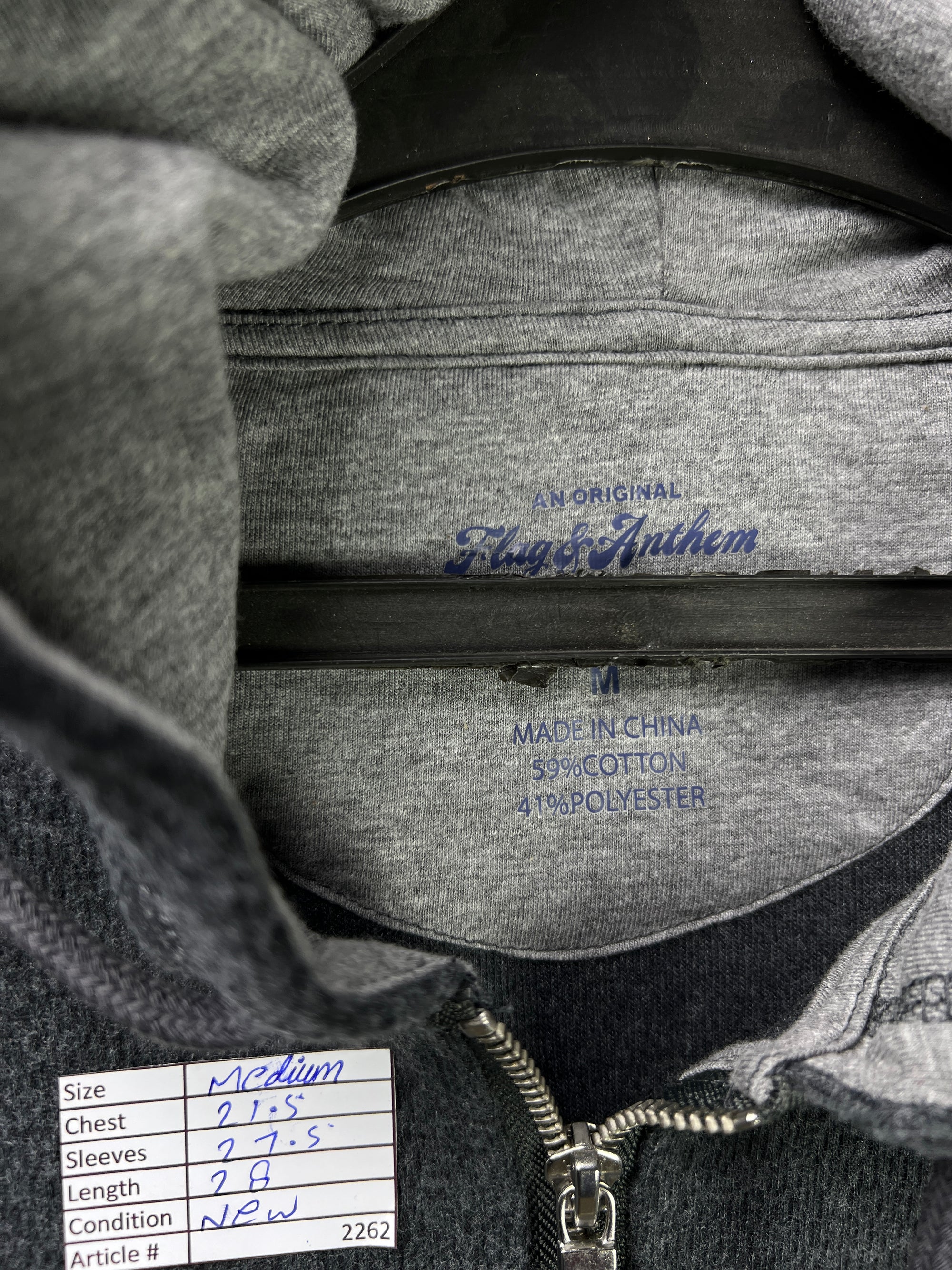 Flag & Anthem® Medium | Chest 21.5 | Charcoal | Quarter Zip Hoodie Pullover | Cotton Blend | 2262 - Genuine Maal