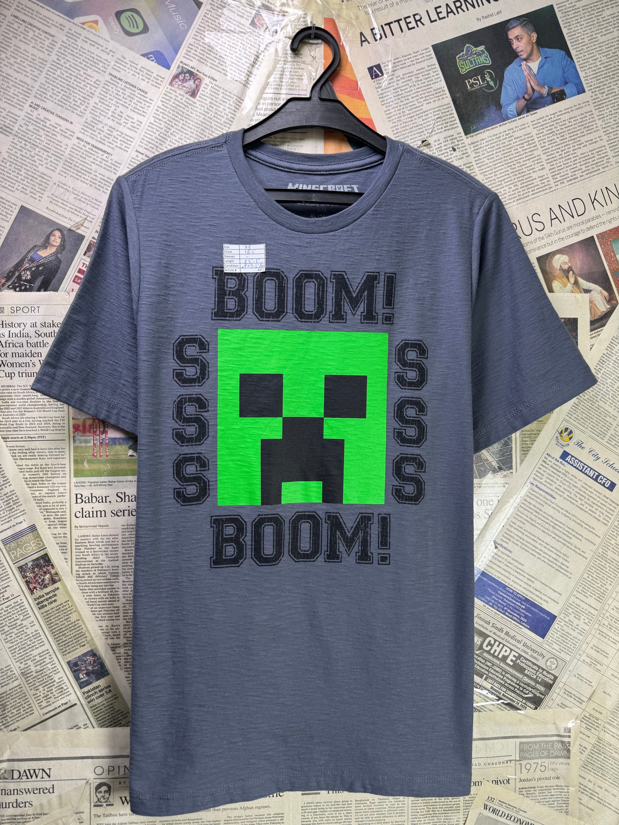 Kids - Minecraft® | Chest: 18.5" | Grey | T-Shirt | Cotton - Poly | 4253 - Genuine Maal