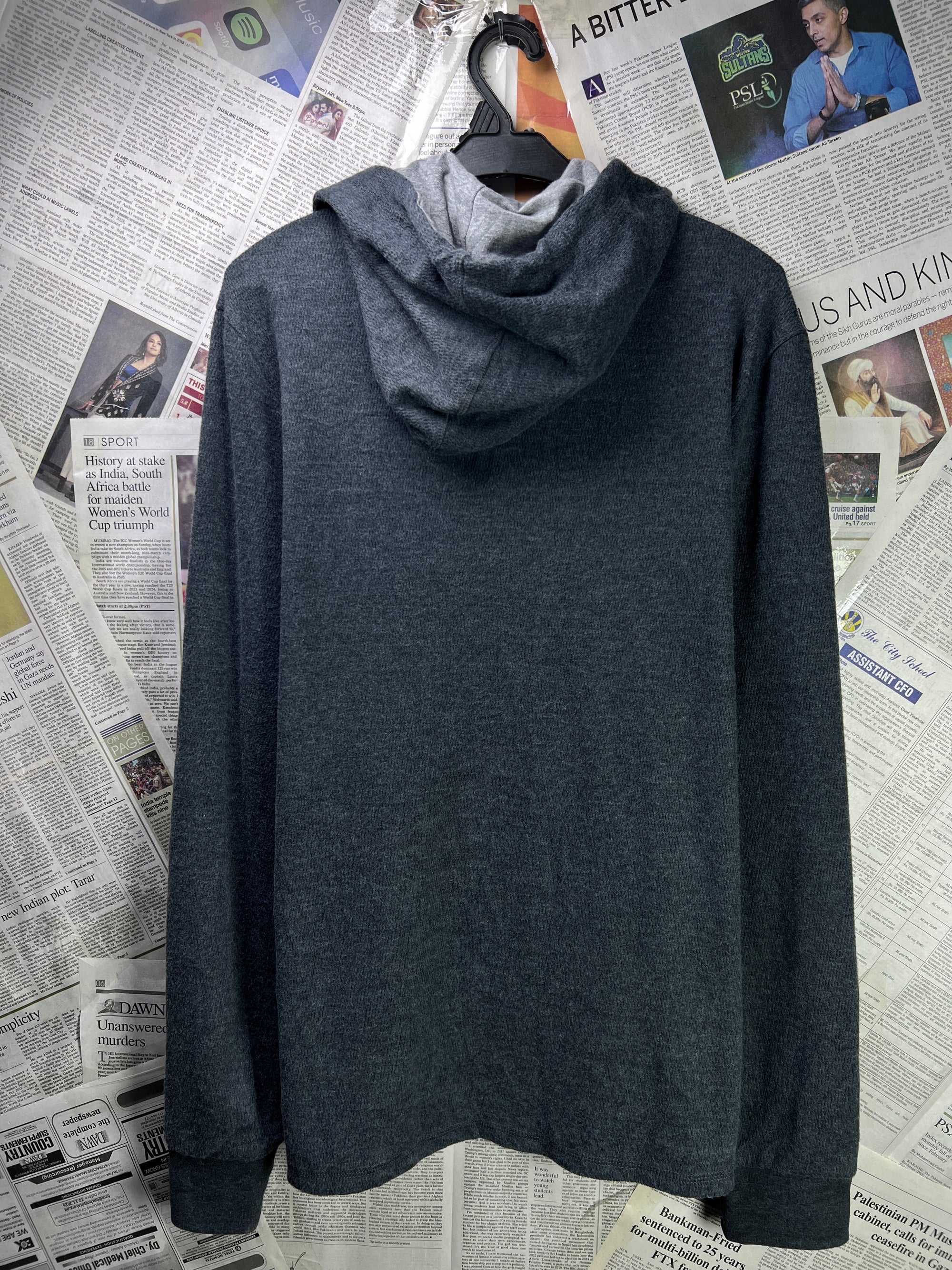 Flag & Anthem® Medium | Chest 21.5 | Charcoal | Quarter Zip Hoodie Pullover | Cotton Blend | 2262 - Genuine Maal