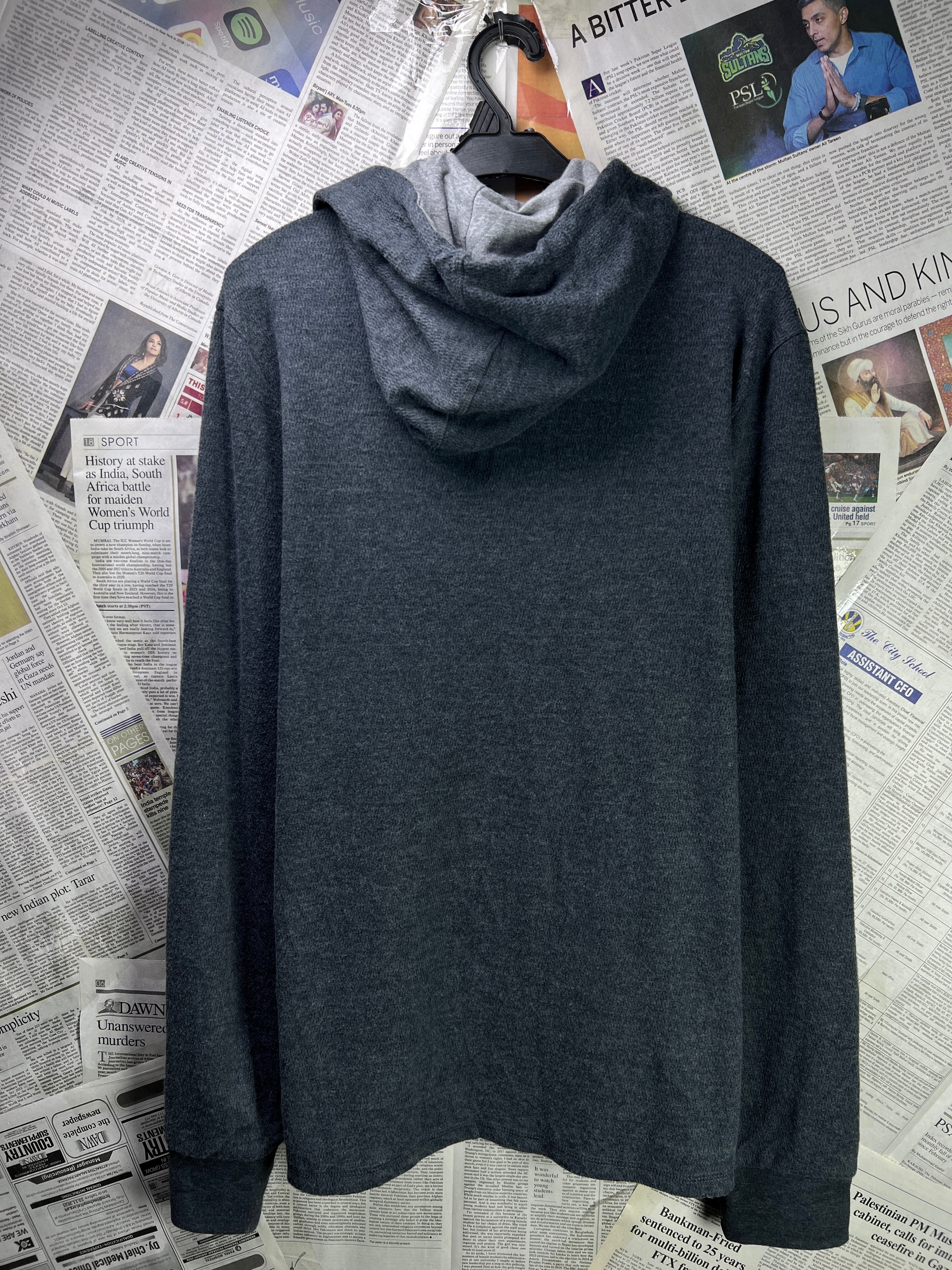 Flag & Anthem® Medium | Chest 21.5 | Charcoal | Quarter Zip Hoodie Pullover | Cotton Blend | 2262 - Genuine Maal