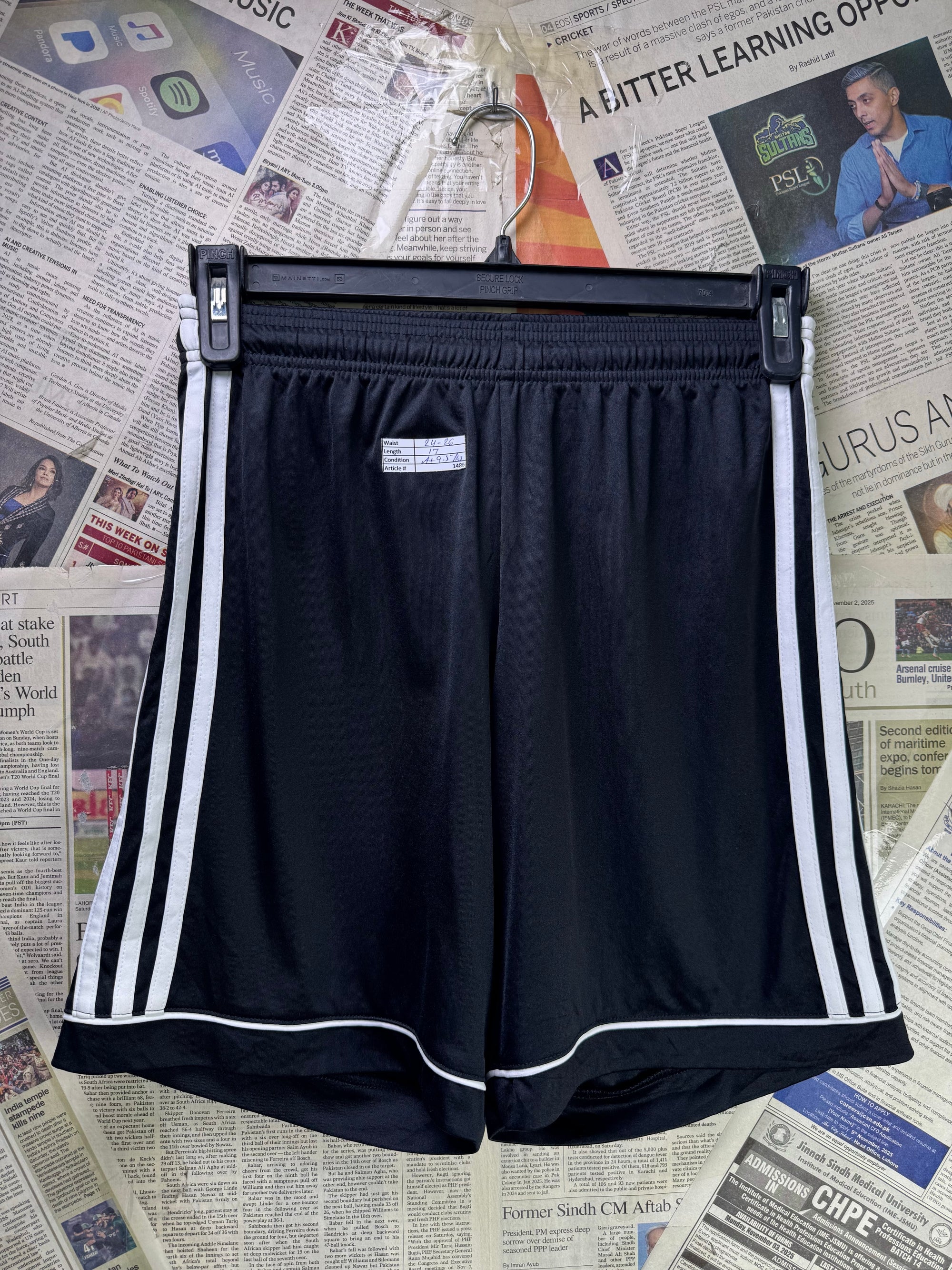 Adid*s® Waist: 24" to 26" | Black | Sports Shorts | Poly | 1486 - Genuine Maal