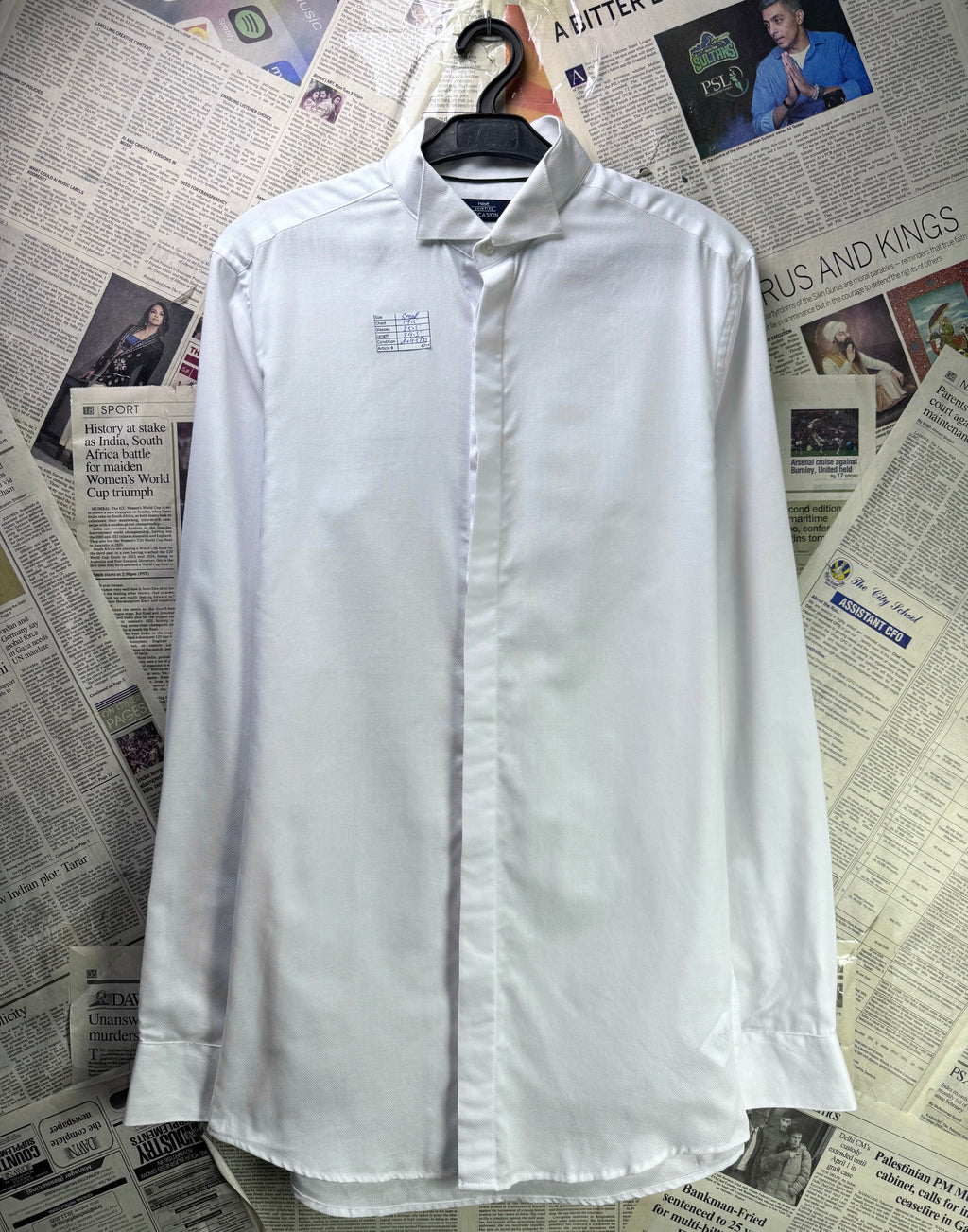 Next® Small | Chest: 19.5" | White | 14.5" Tuxedo collar Shirt | Poly - Cotton | 4254 - Genuine Maal