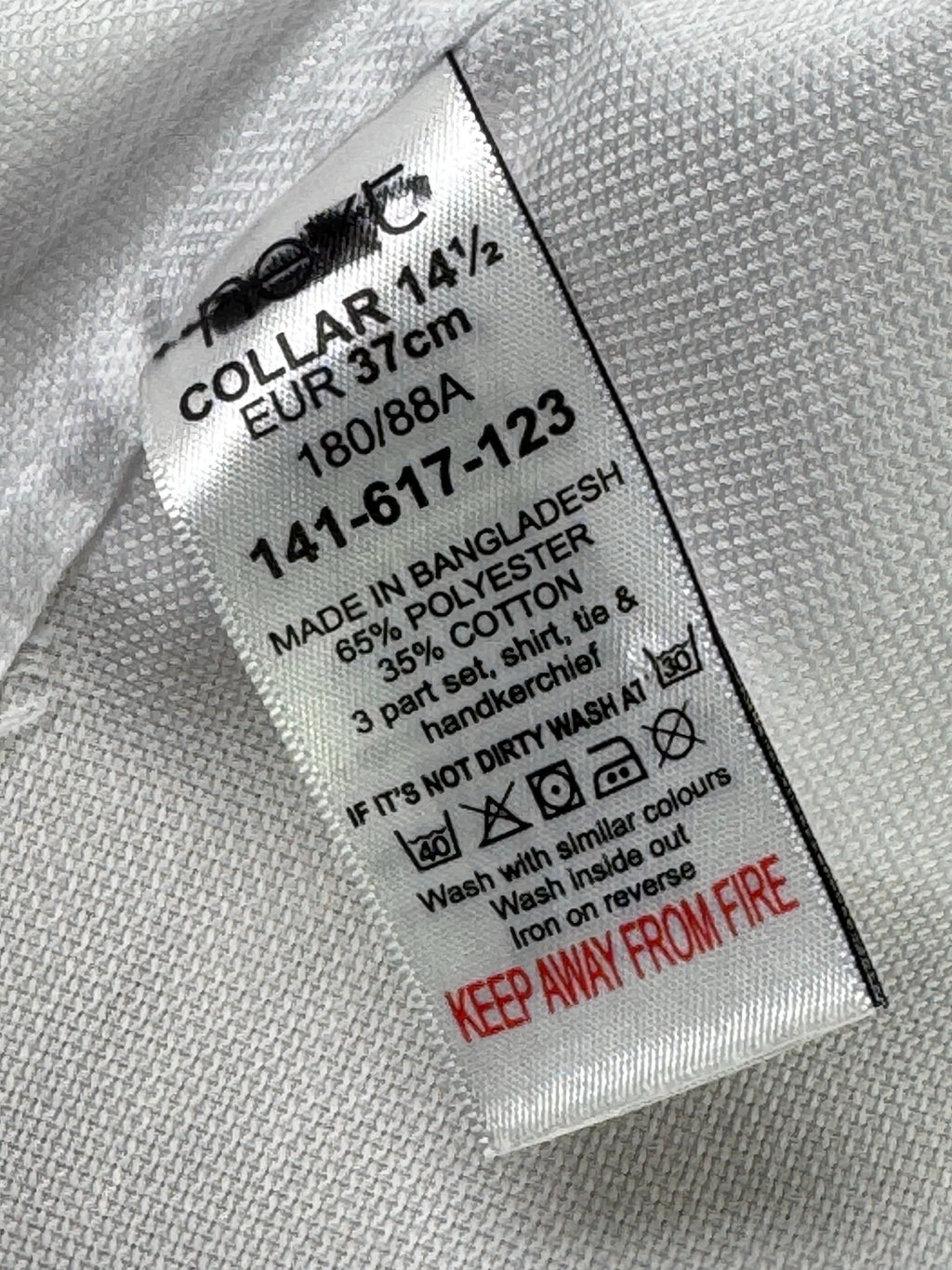 Next® Small | Chest: 19.5" | White | 14.5" Tuxedo collar Shirt | Poly - Cotton | 4254 - Genuine Maal