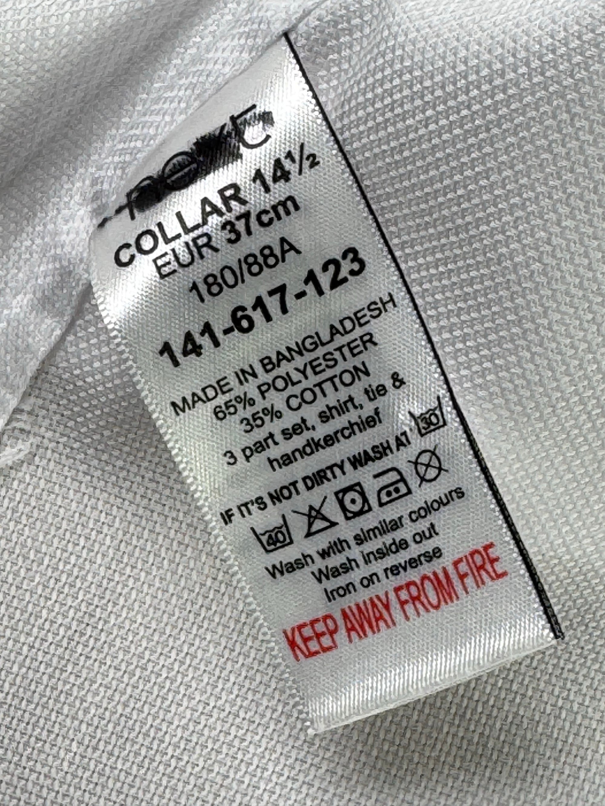 Next® Small | Chest: 19.5" | White | 14.5" Tuxedo collar Shirt | Poly - Cotton | 4254 - Genuine Maal