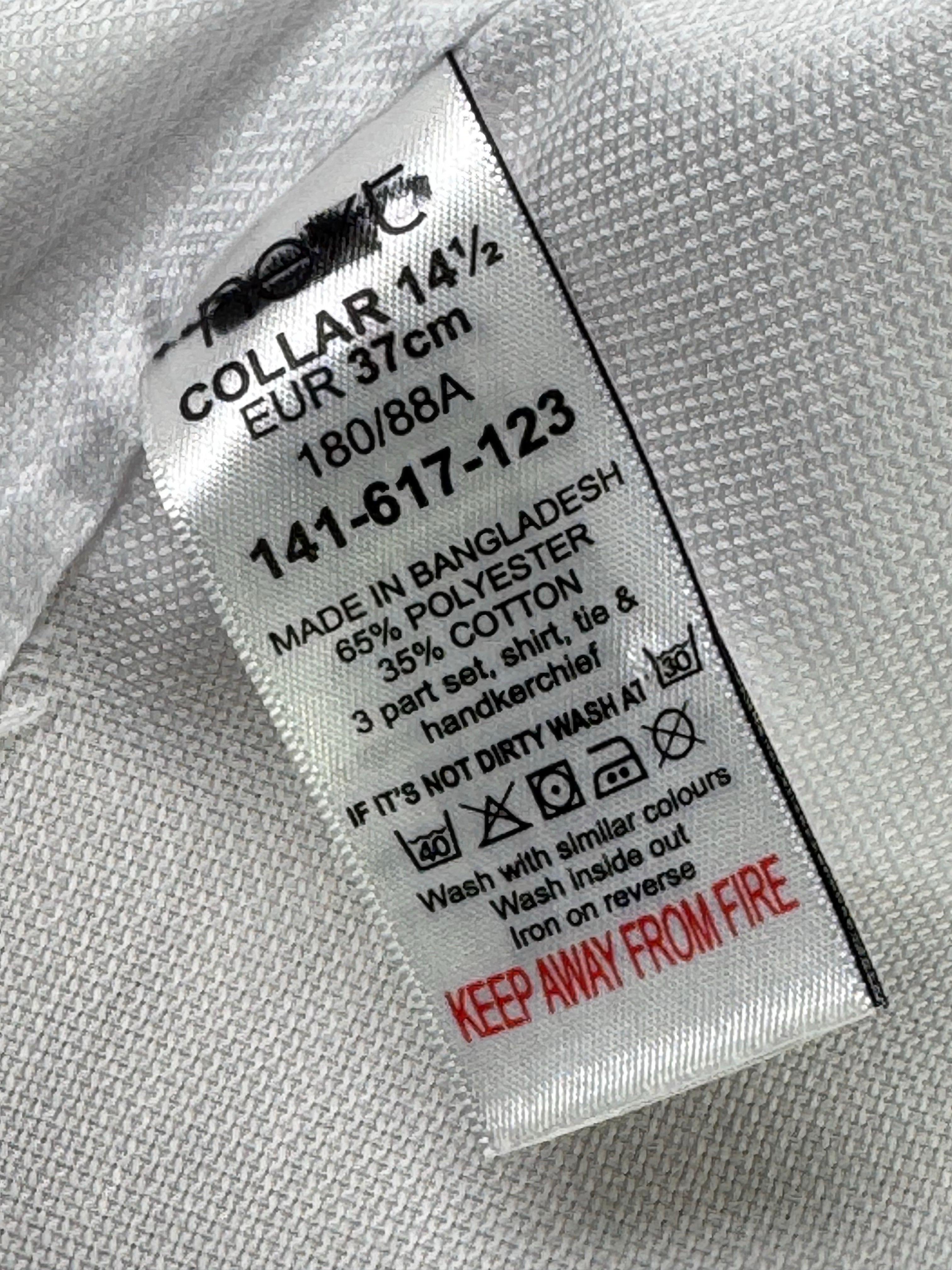 Next® Small | Chest: 19.5" | White | 14.5" Tuxedo collar Shirt | Poly - Cotton | 4254 - Genuine Maal