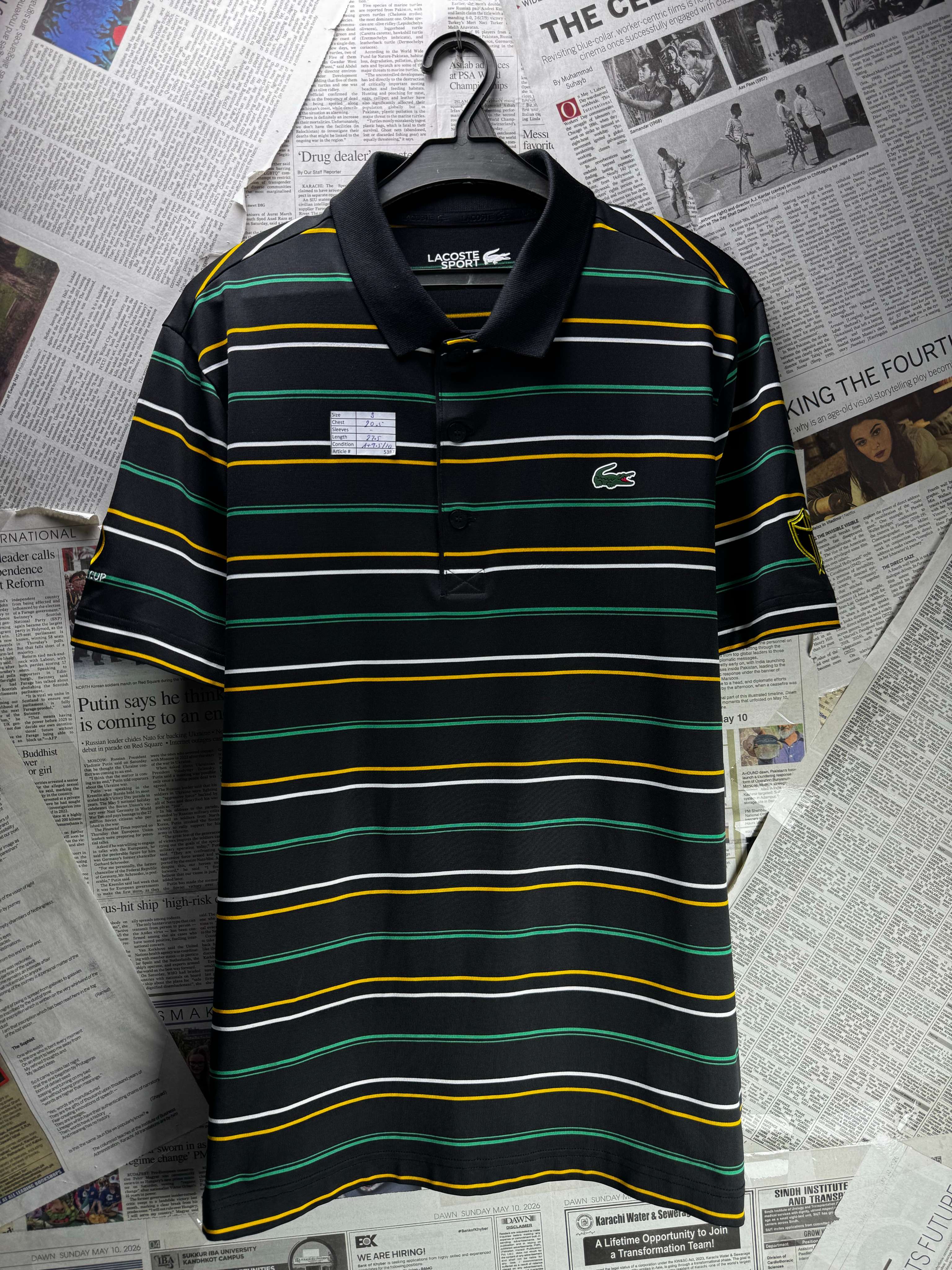 Lac*ste® Small | Chest: 20.5" | Black | Regular Fit Polo | Poly - Elastane | 5387 - Genuine Maal