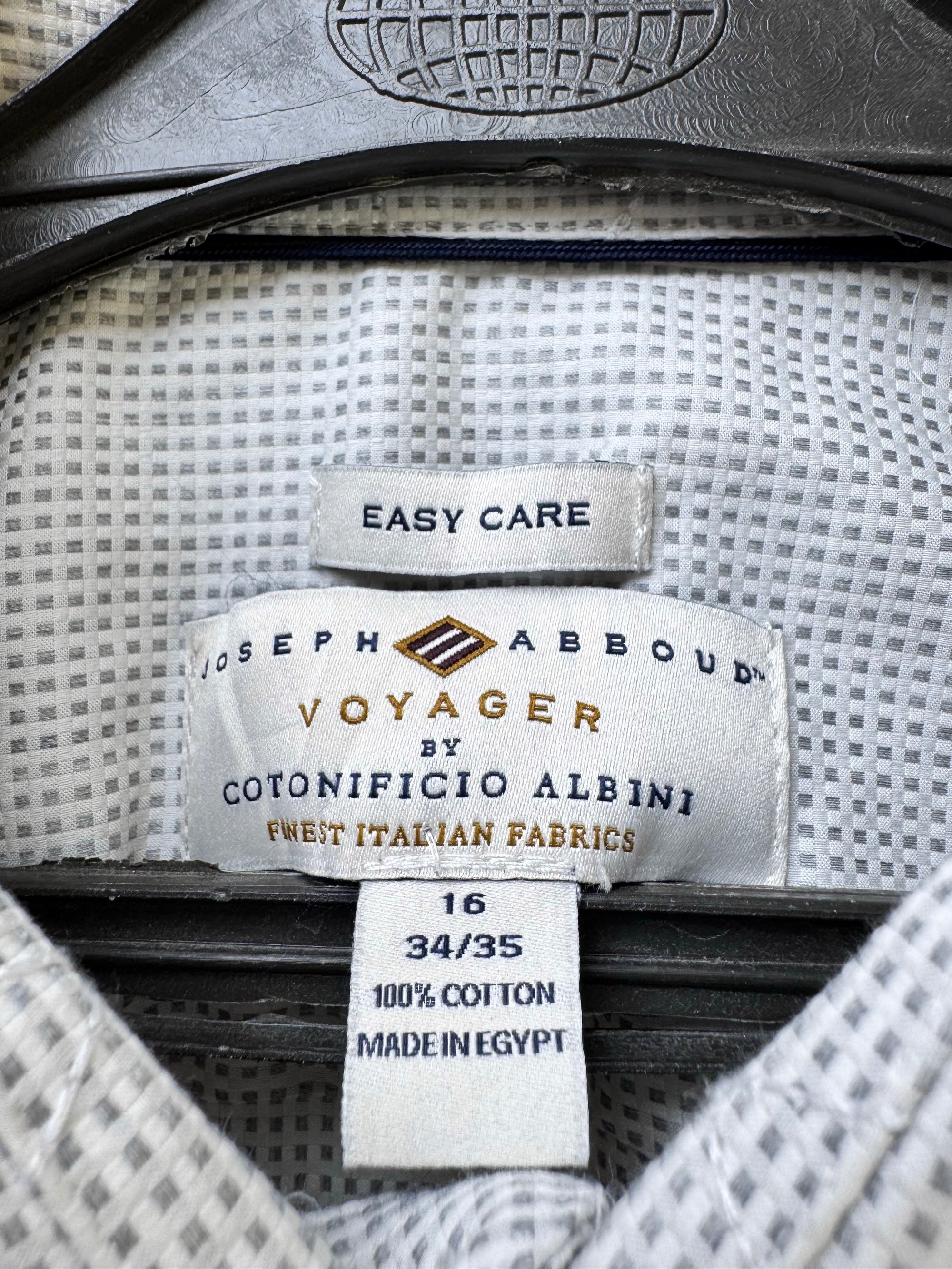 Joseph Abboud® Large | Chest: 23" | White & Grey | Shirt | Cotton | 4255 - Genuine Maal