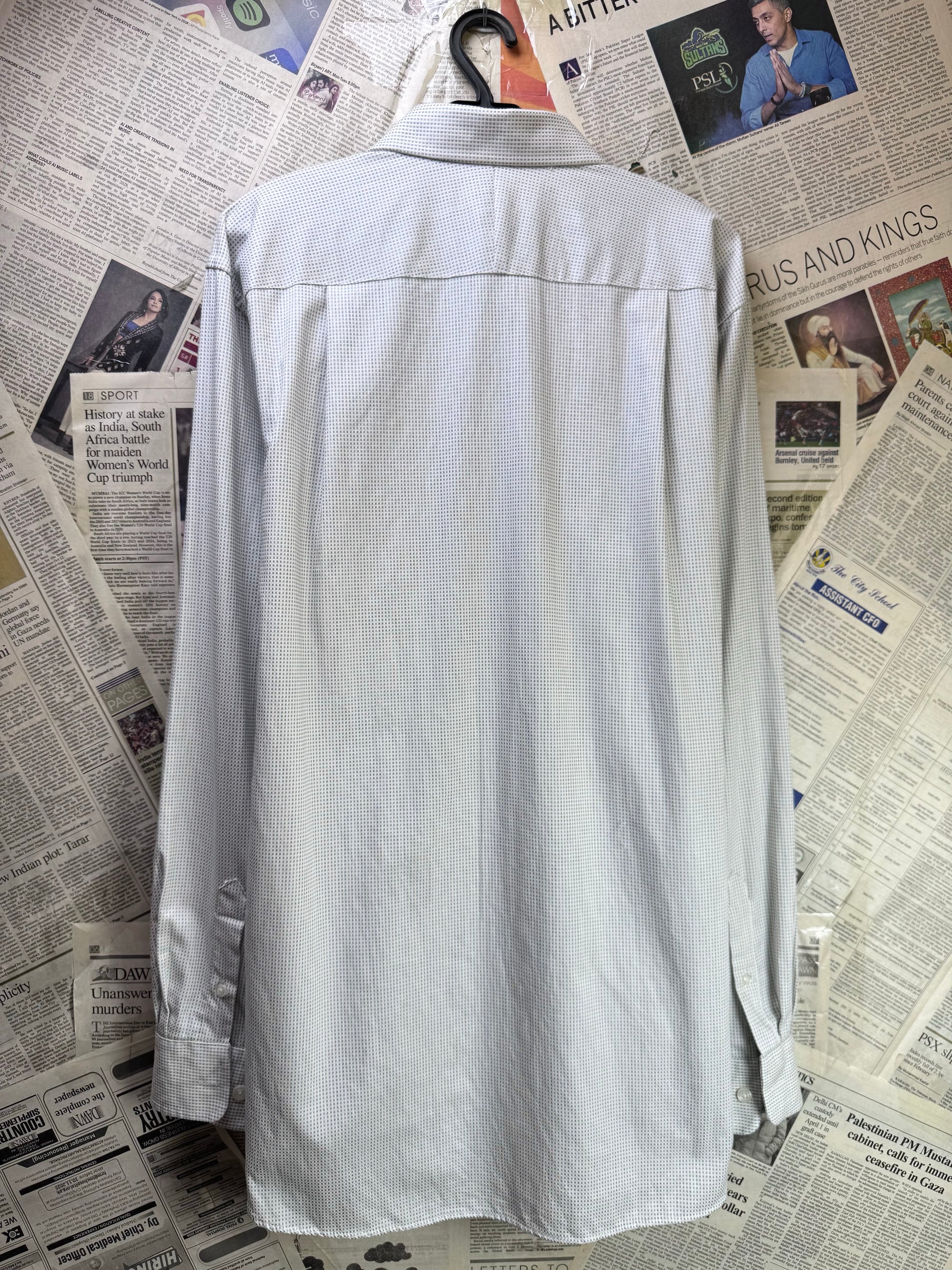 Joseph Abboud® Large | Chest: 23" | White & Grey | Shirt | Cotton | 4255 - Genuine Maal