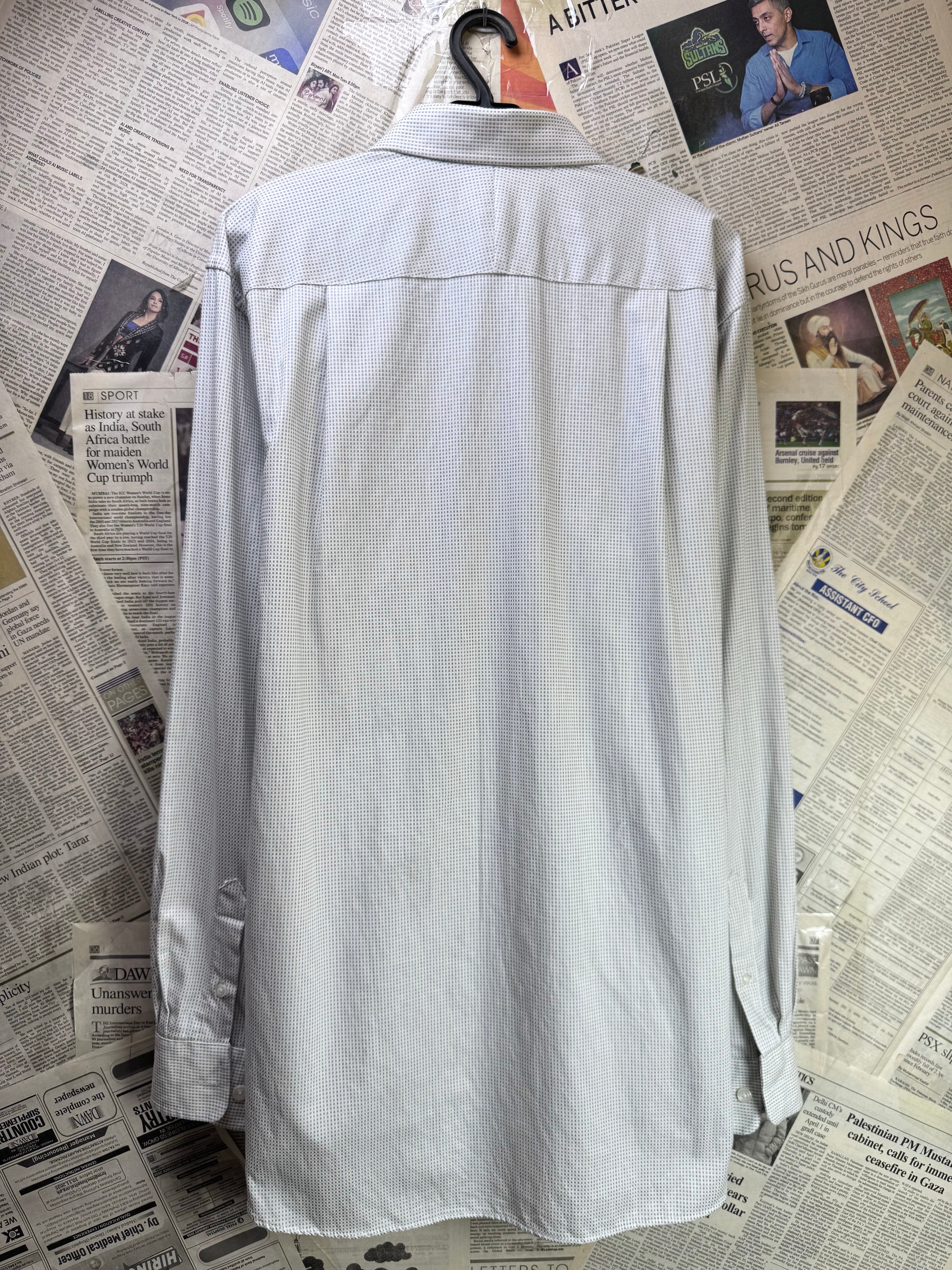 Joseph Abboud® Large | Chest: 23" | White & Grey | Shirt | Cotton | 4255 - Genuine Maal