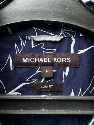 Michael Kors® Medium | Chest: 21.5" | Blue Tropical | Slim Fit Camp Shirts | Cotton | 5409 - Genuine Maal