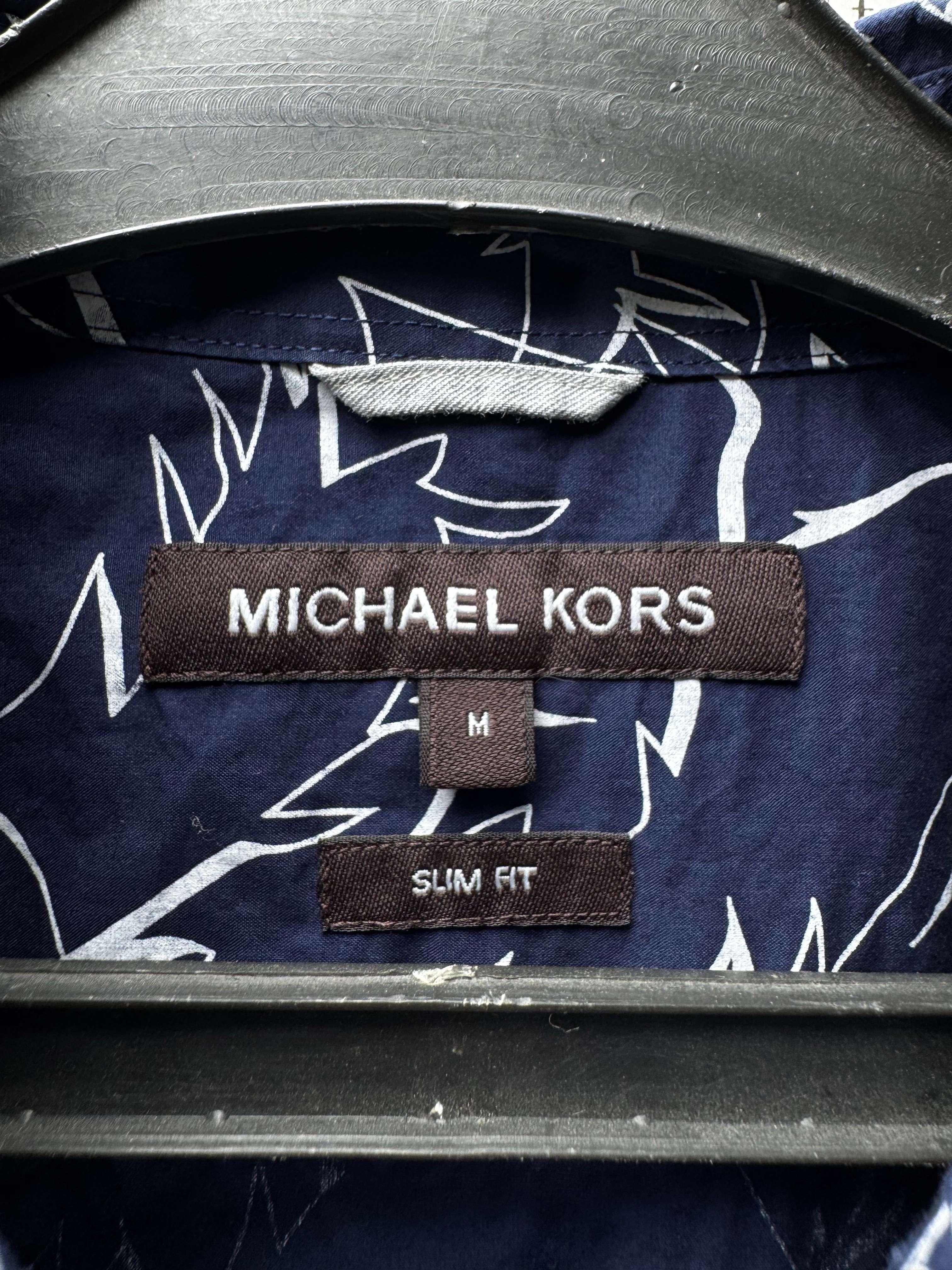 Michael Kors® Medium | Chest: 21.5" | Blue Tropical | Slim Fit Camp Shirts | Cotton | 5409 - Genuine Maal