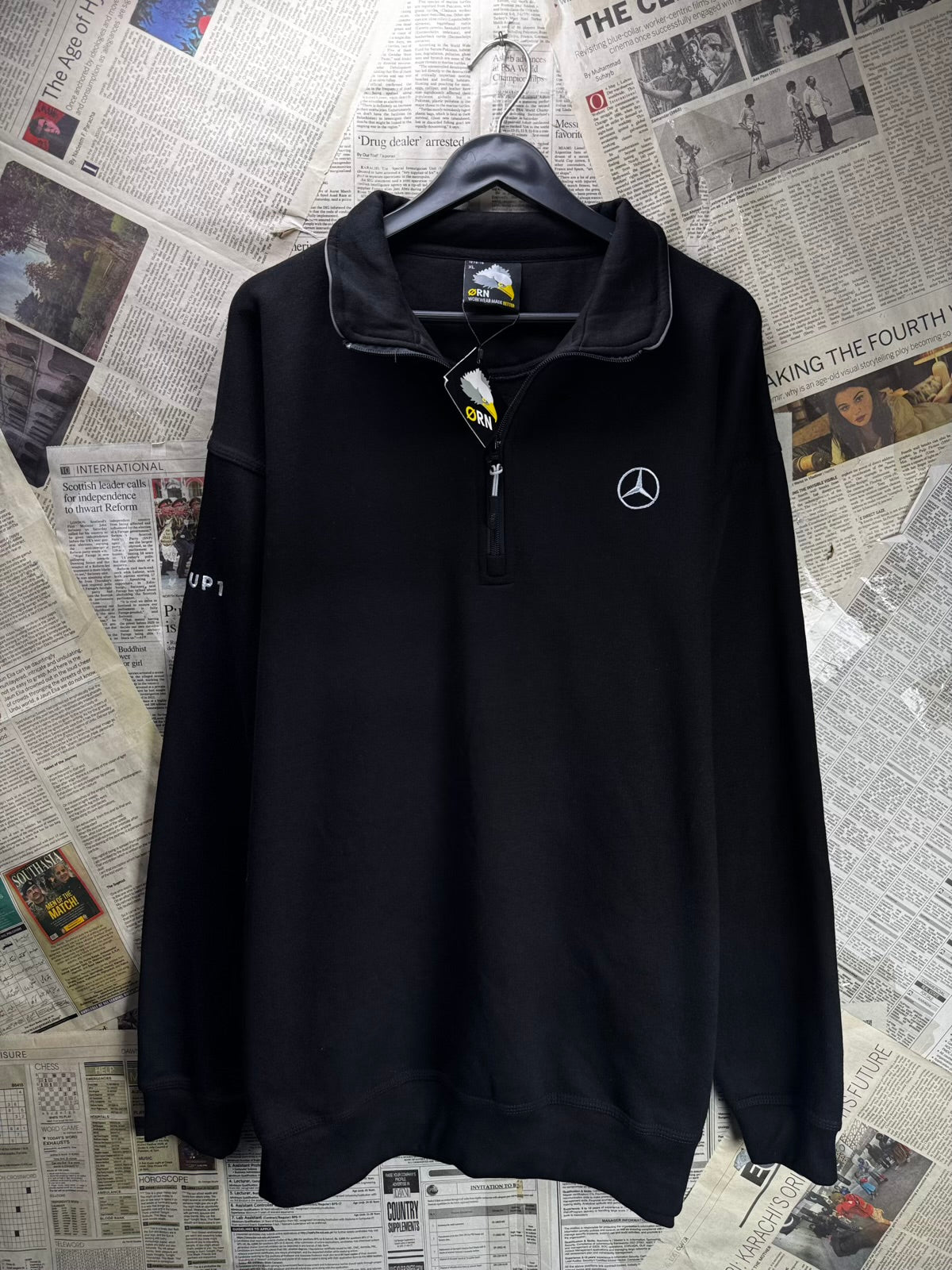 ORN Workwear® XL | Chest: 25" | Black | Inner Fleece Quarter-Zip Pullover | Poly-Cotton | M41 - 7843