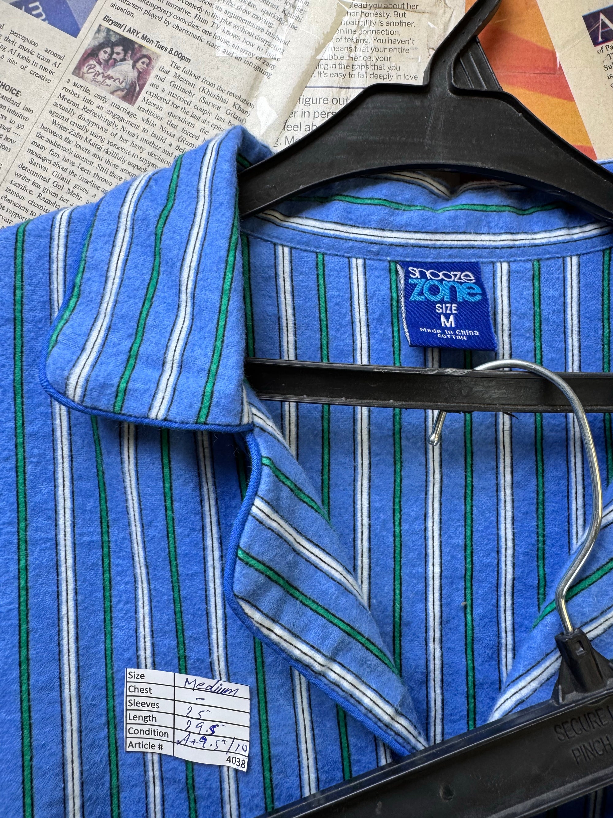 SnoozeZone® Medium | Chest: - " | Blue Stripe | Sleep Suit | Cotton | 4038 / 1472 - Genuine Maal