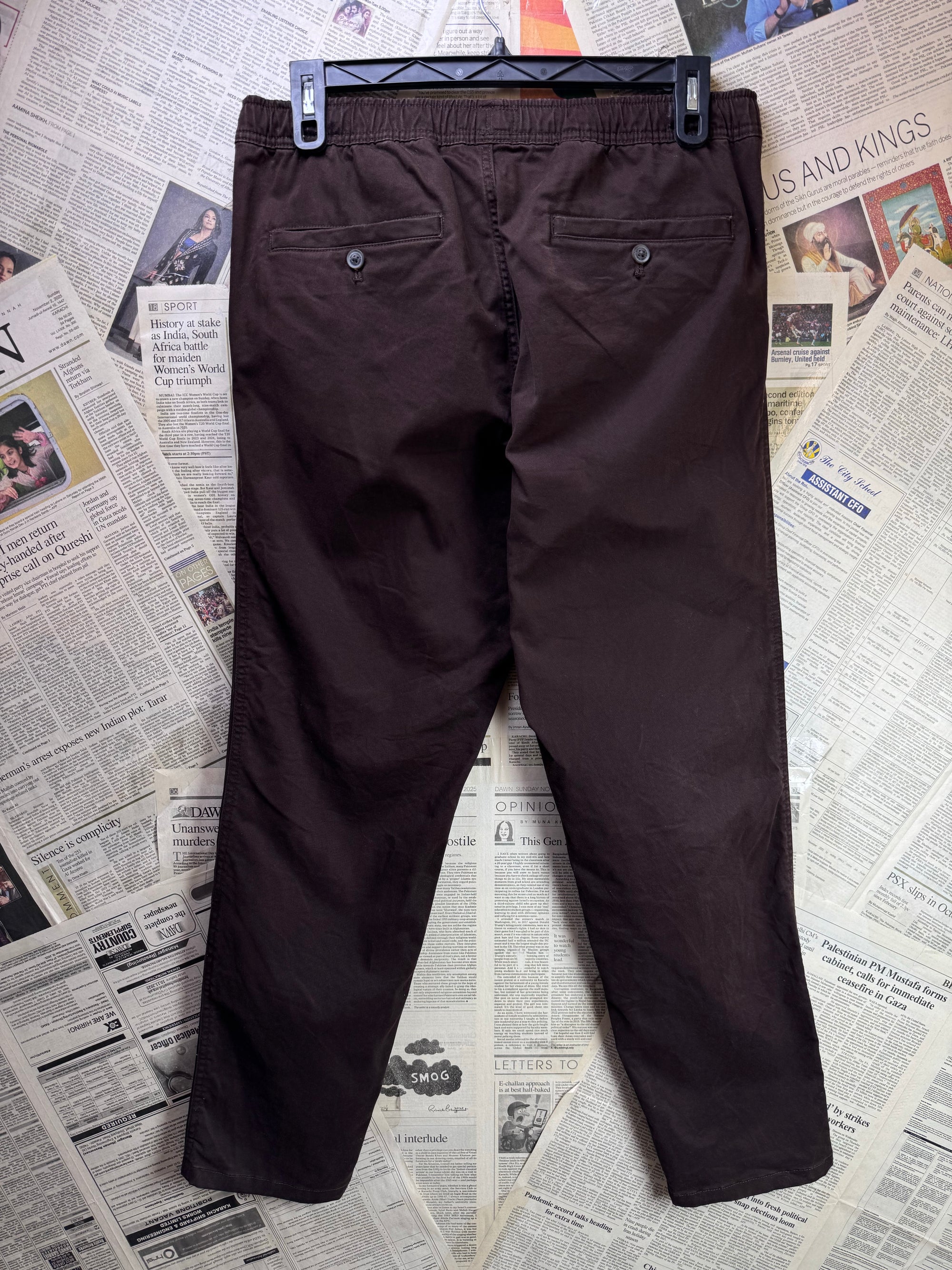 Easy® Waist: 32" | Chocolate Brown | Casual Trousers Pants | Cotton - Elastane | 1468 - Genuine Maal