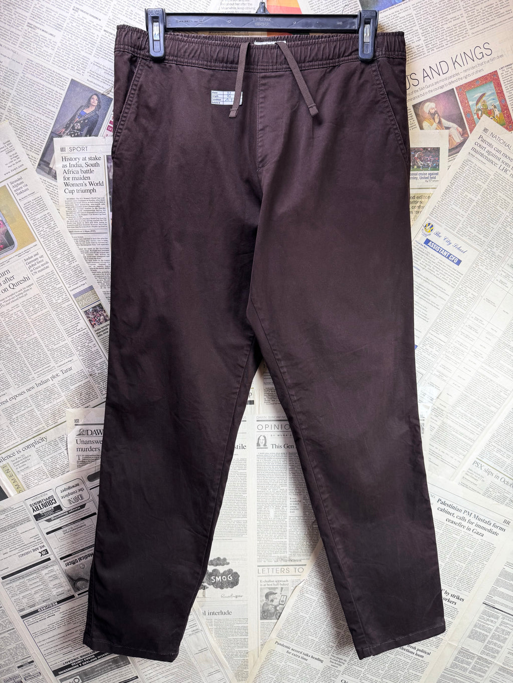 Easy® Waist: 32" | Chocolate Brown | Casual Trousers Pants | Cotton - Elastane | 1468 - Genuine Maal