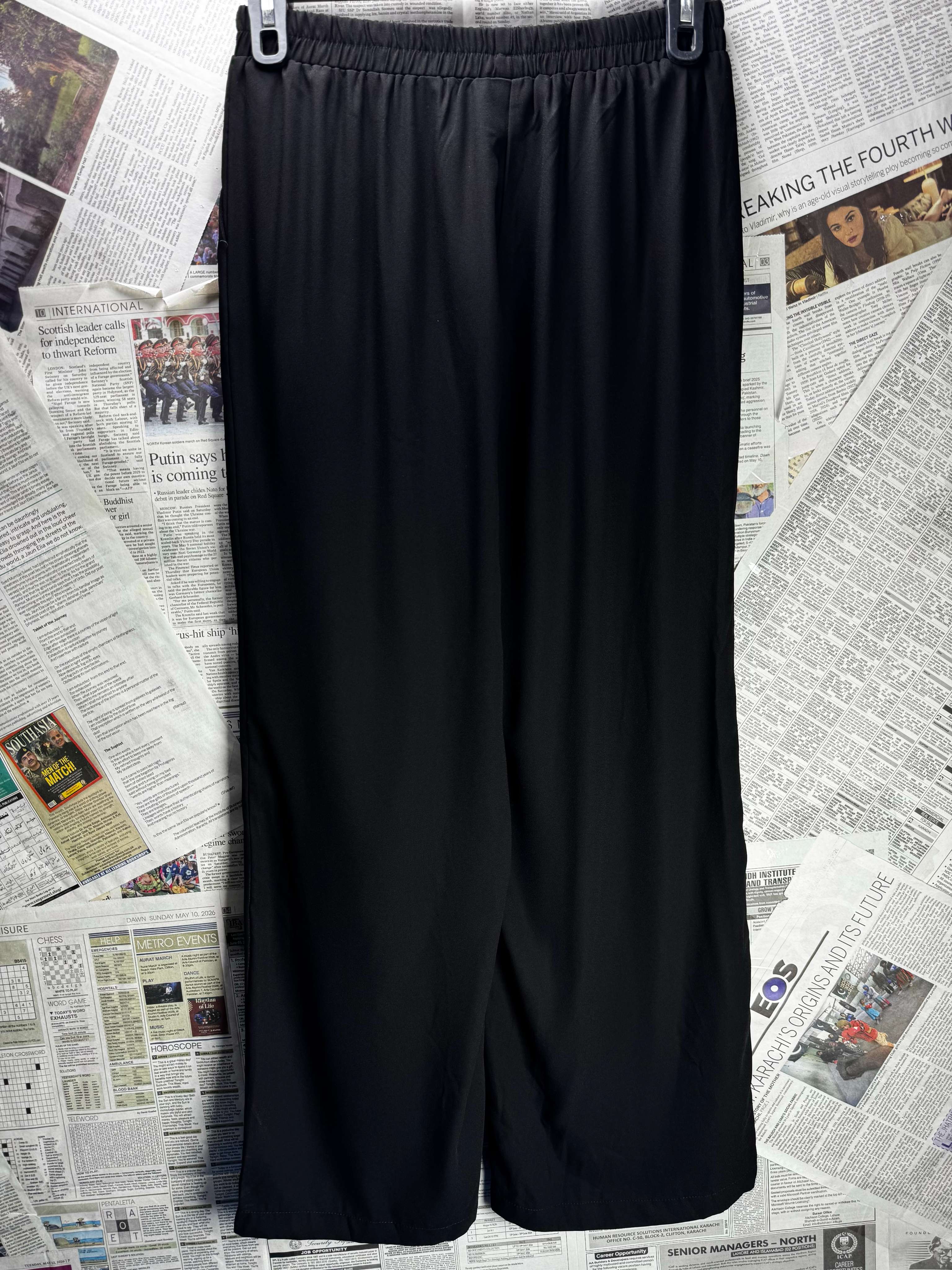 ® Waist: 28" to 30" | Classic Black | Palazzo Pants | B7 - 3053 - Genuine Maal