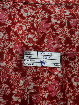 New Look® Waist: 40" to 42" | Ditsy Floral Crimson Red & White | Midi Skirt | B7 - 3069 - Genuine Maal
