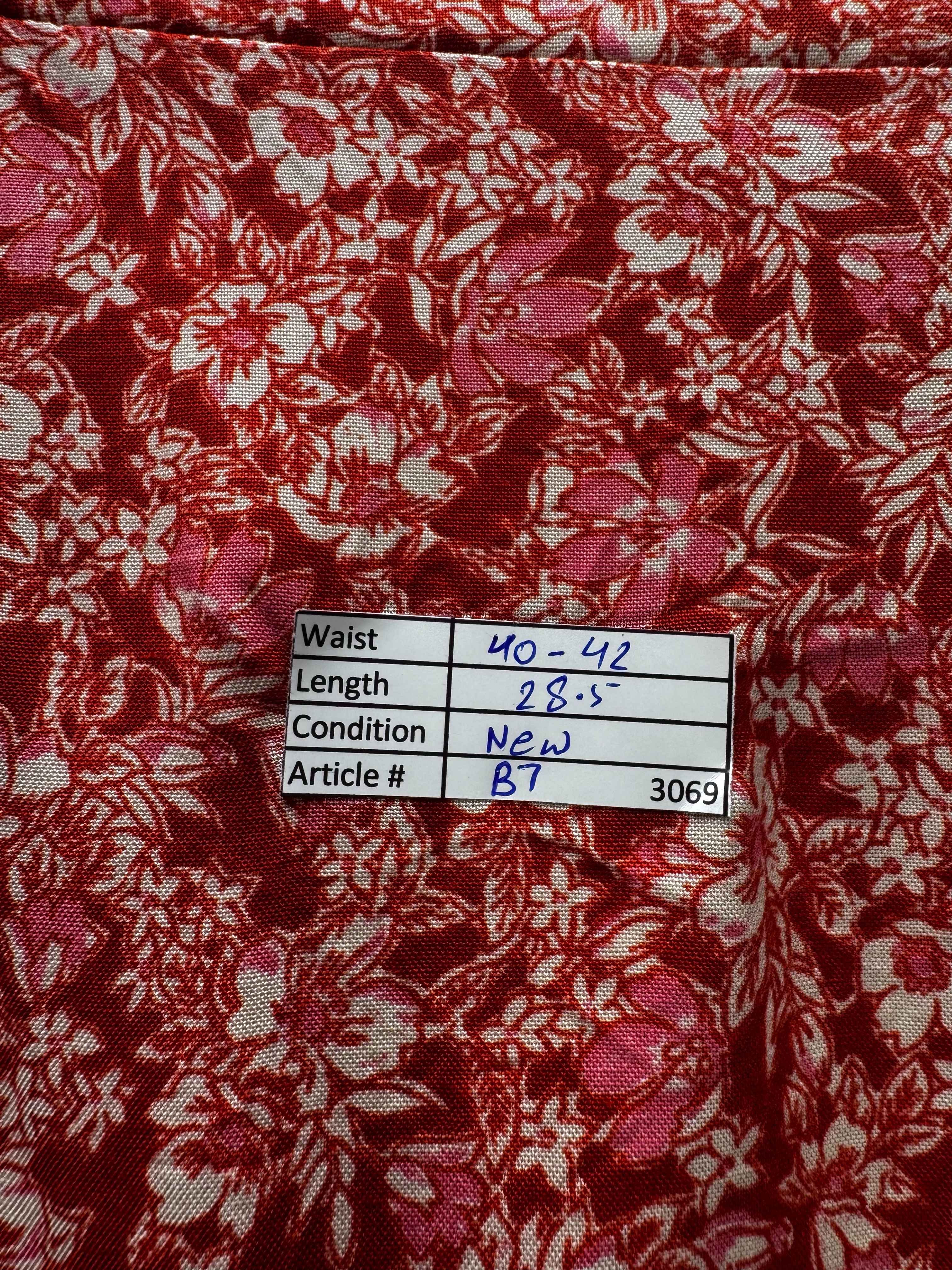 New Look® Waist: 40" to 42" | Ditsy Floral Crimson Red & White | Midi Skirt | B7 - 3069 - Genuine Maal