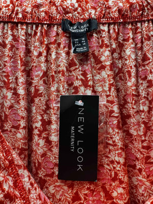 New Look® Waist: 40" to 42" | Ditsy Floral Crimson Red & White | Midi Skirt | B7 - 3069 - Genuine Maal