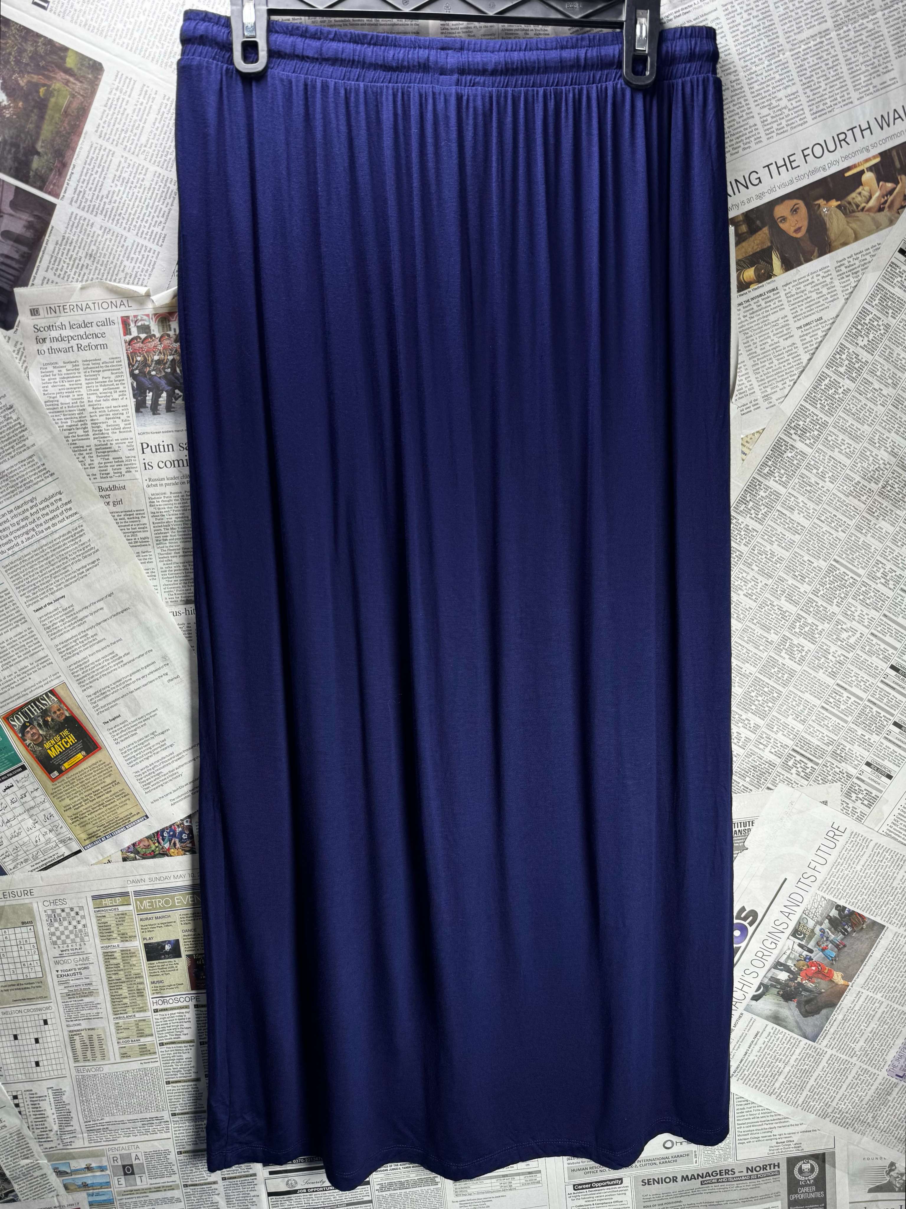 Primark® Waist: 34" to 36" | Solid Deep Indigo | Maxi Skirt | B7 - 3060 - Genuine Maal