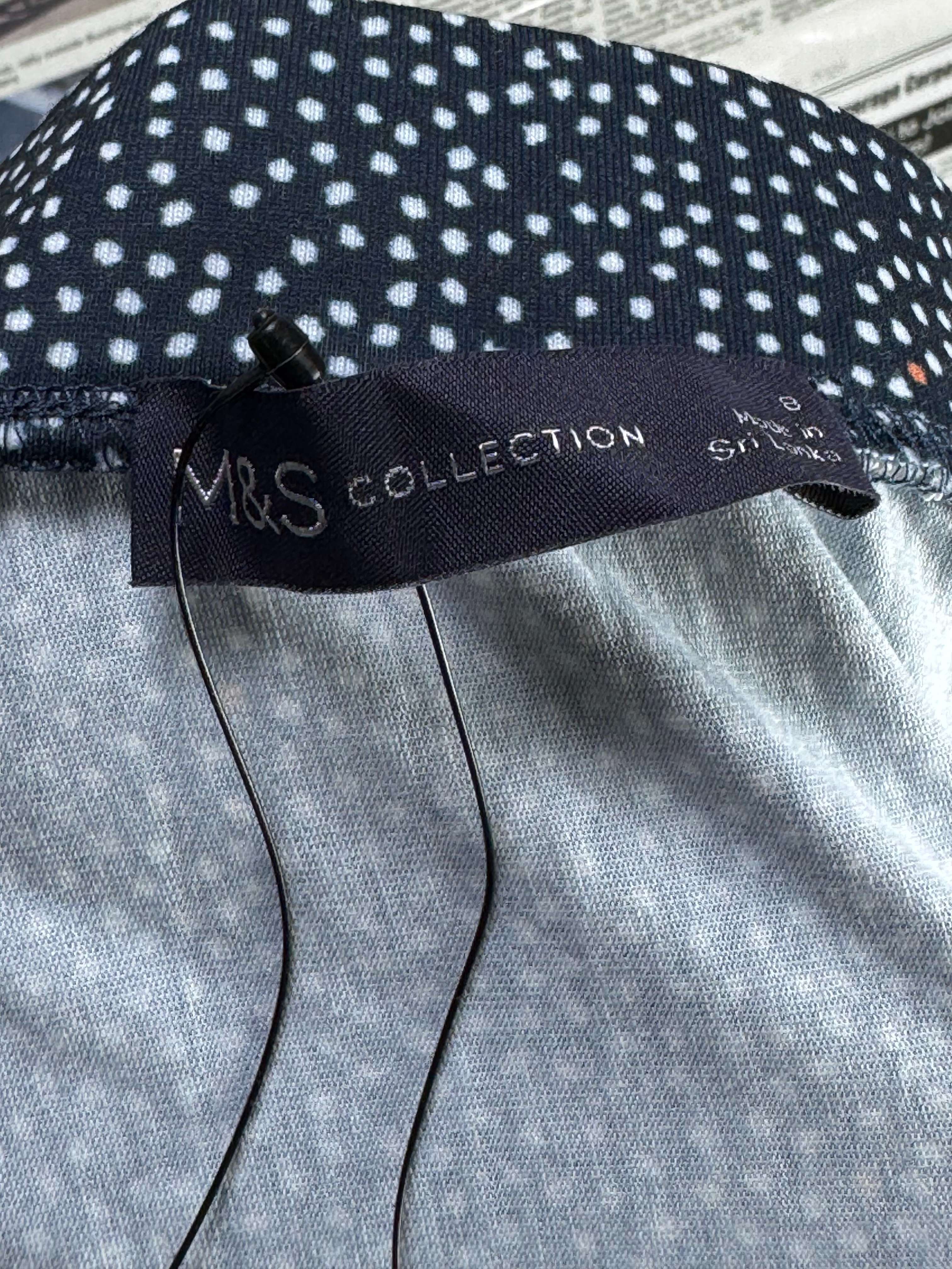 M&S® Waist: 28" | Micro - Polka Dot Navy Blue | Midi Skirt | B7 - 3155 - Genuine Maal