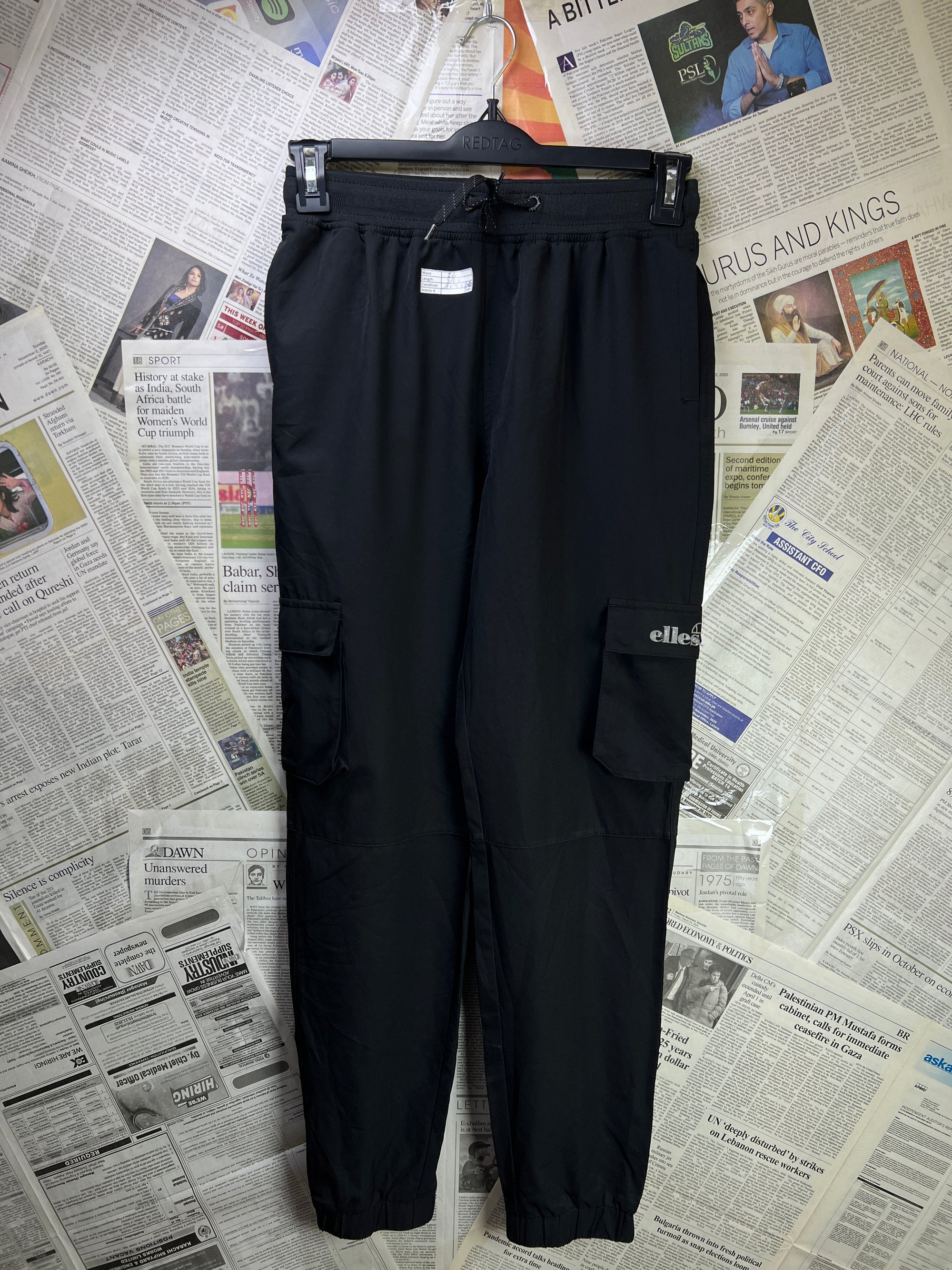 Ellesse® Waist: 26" | Black | Cargo Trouser | Poly | 2345 - Genuine Maal