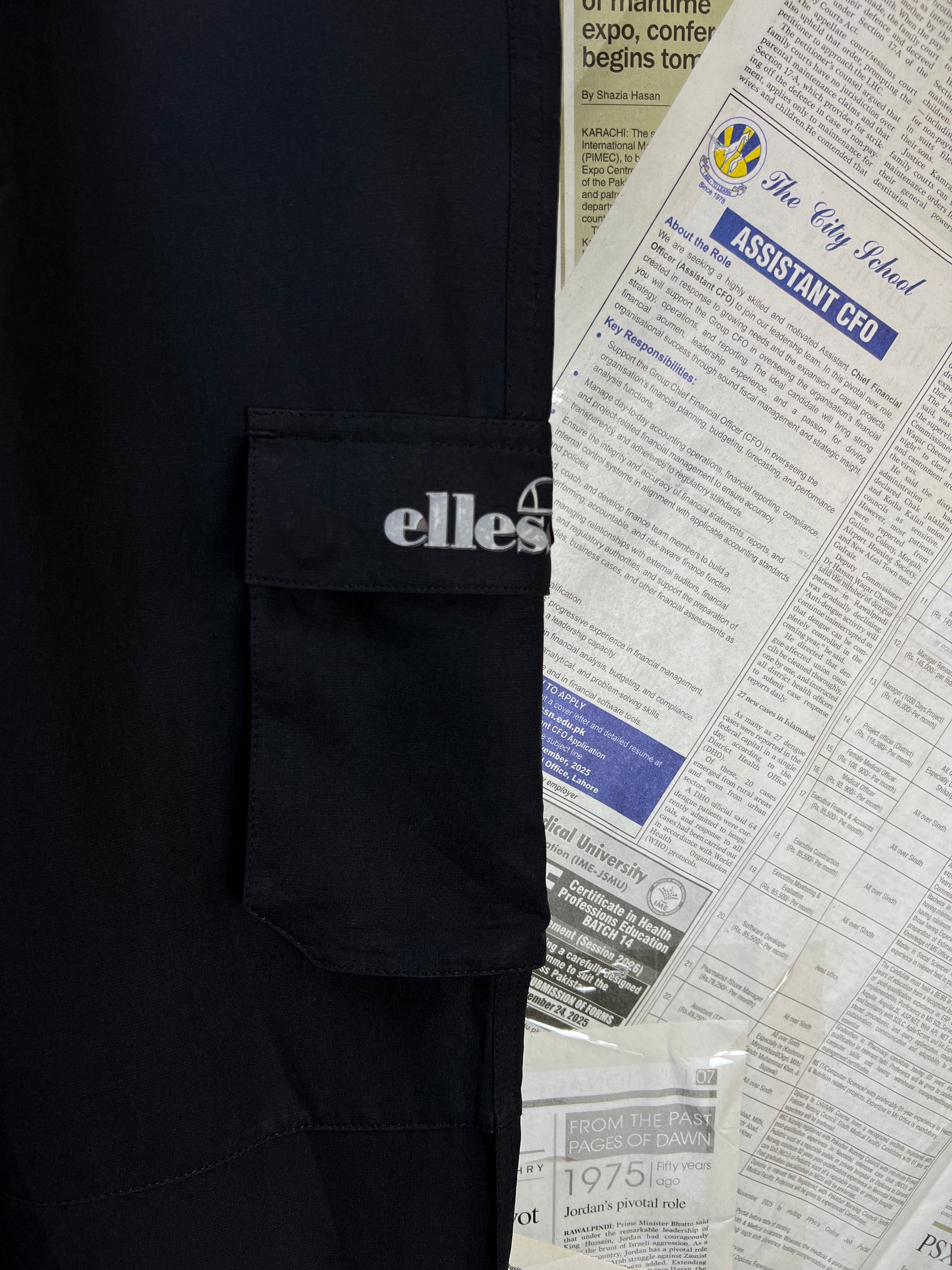 Ellesse® Waist: 26" | Black | Cargo Trouser | Poly | 2345 - Genuine Maal