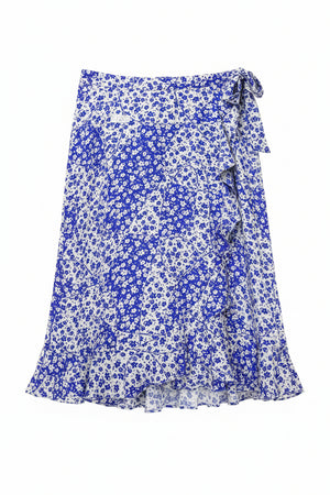 Tu® Waist: 36" to 38" | Ditsy Floral Cobalt Blue and Crisp White | Midi Skirt | B7 - 3152 - Genuine Maal