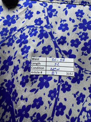 Tu® Waist: 36" to 38" | Ditsy Floral Cobalt Blue and Crisp White | Midi Skirt | B7 - 3152 - Genuine Maal