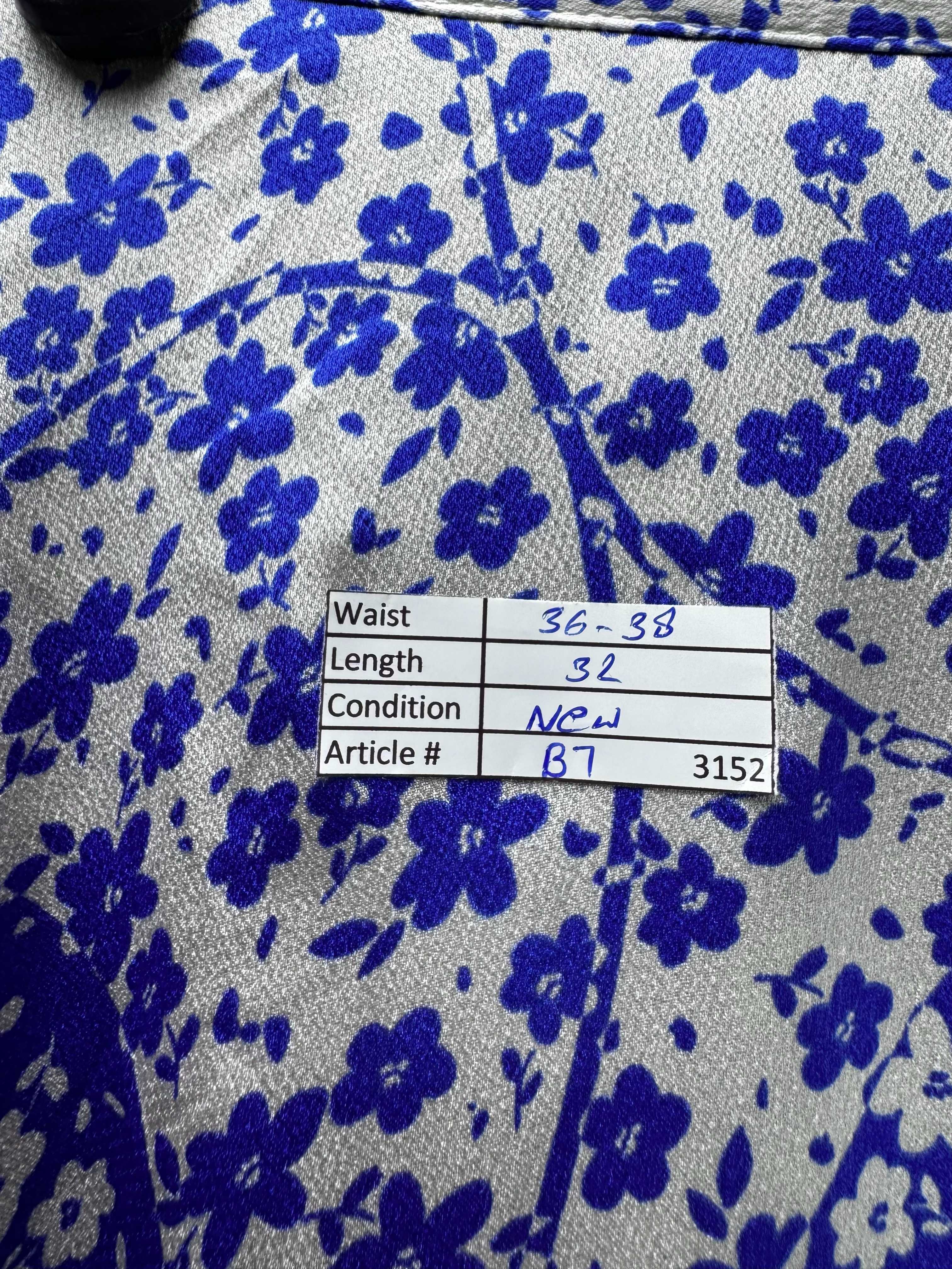 Tu® Waist: 36" to 38" | Ditsy Floral Cobalt Blue and Crisp White | Midi Skirt | B7 - 3152 - Genuine Maal