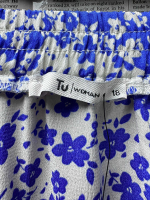 Tu® Waist: 36" to 38" | Ditsy Floral Cobalt Blue and Crisp White | Midi Skirt | B7 - 3152 - Genuine Maal
