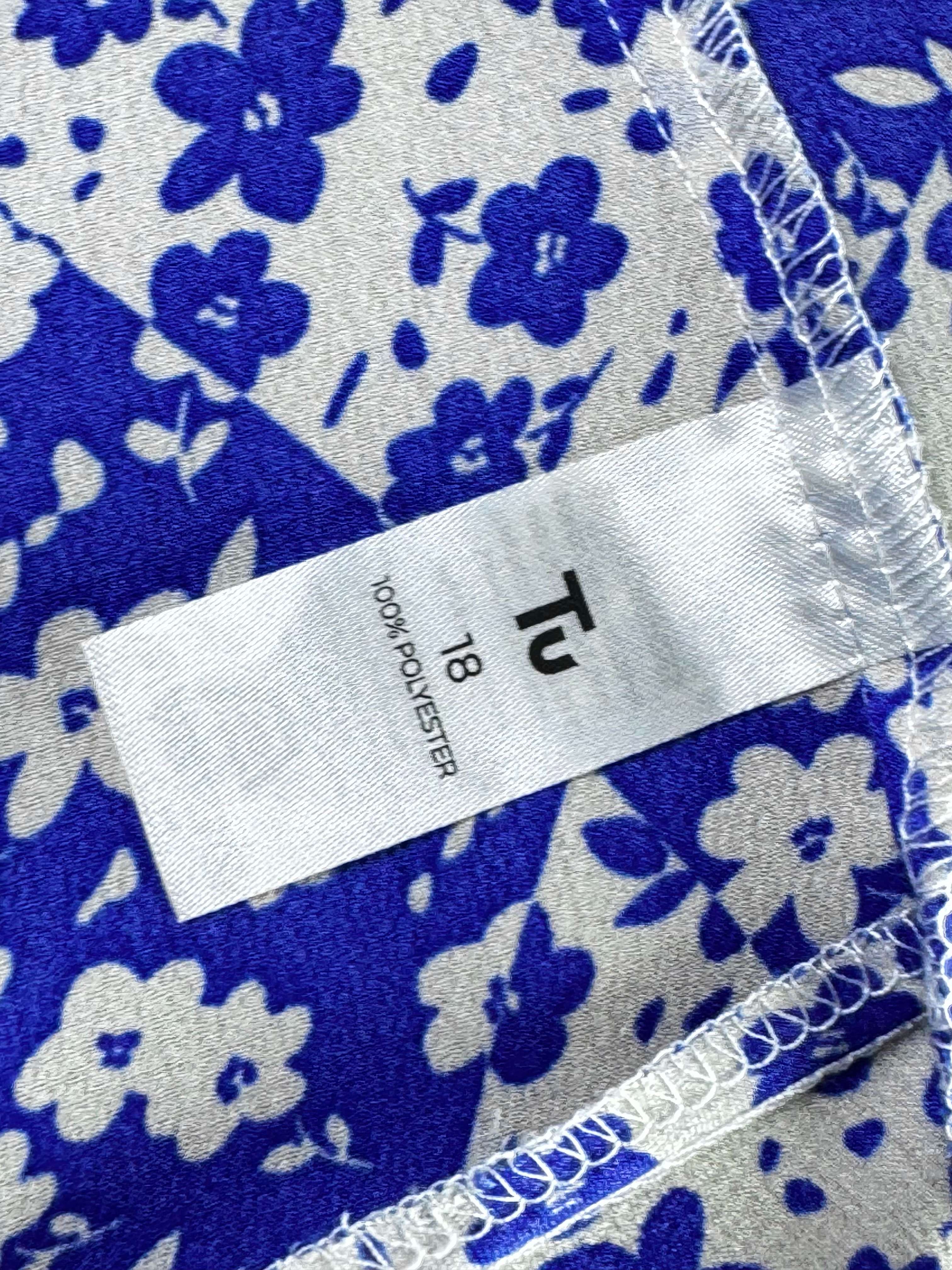 Tu® Waist: 36" to 38" | Ditsy Floral Cobalt Blue and Crisp White | Midi Skirt | B7 - 3152 - Genuine Maal