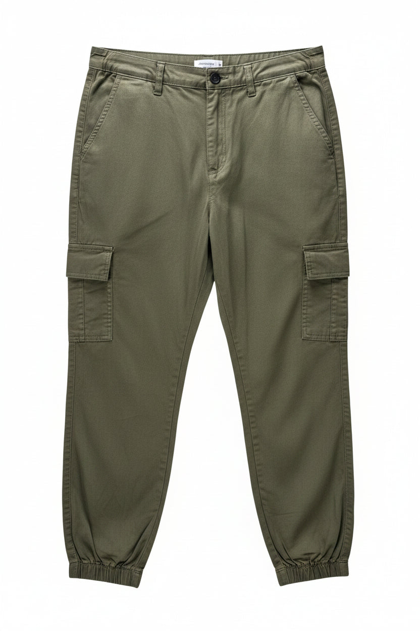 Primark® Waist: 30" | Solid Olive Green | Cargo Trousers | B7 - 3163 - Genuine Maal