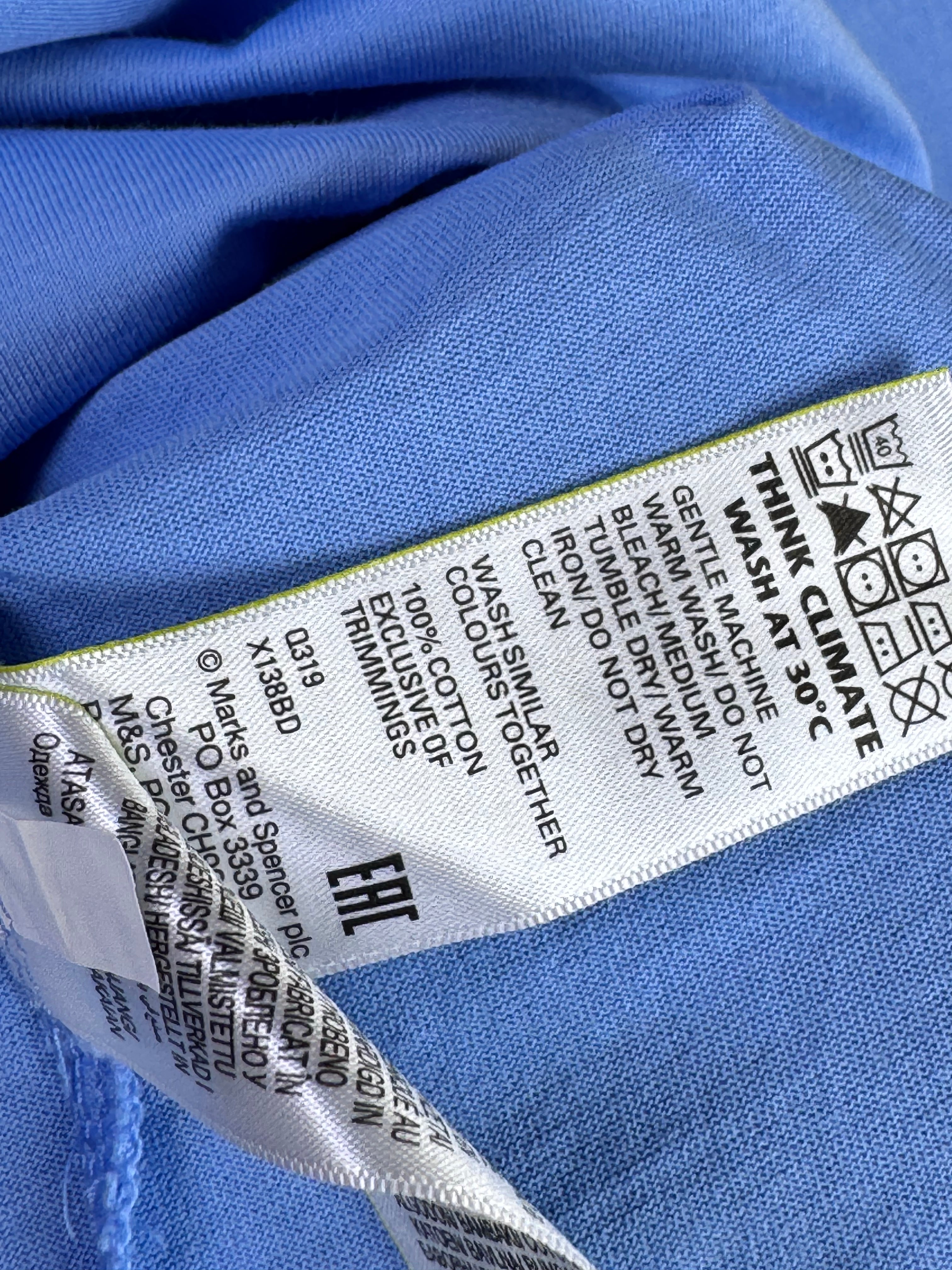 M&S® Medium | Chest: 21.5" | Blue | Fullsleeves Polo | Supima Cotton | 4250 - Genuine Maal