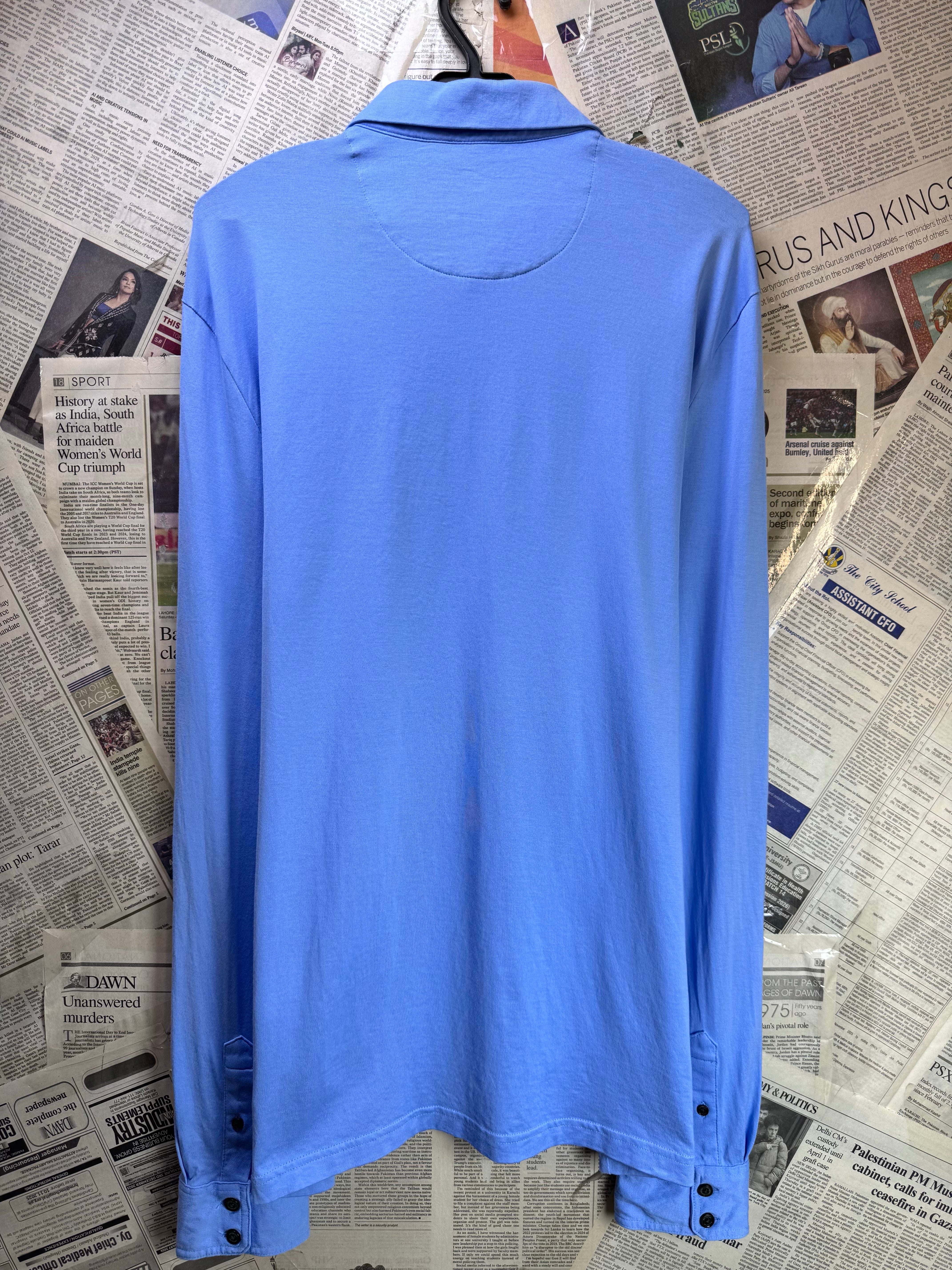 M&S® Medium | Chest: 21.5" | Blue | Fullsleeves Polo | Supima Cotton | 4250 - Genuine Maal