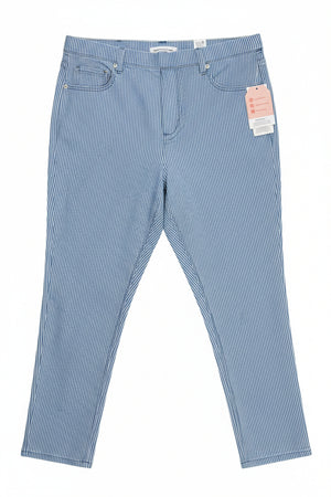 Papaya® Waist: 32" | Hickory Stripe Light Denim Blue and Crisp White | Jegging Pants | Cotton | B7 - 3157 - Genuine Maal