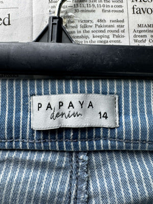 Papaya® Waist: 32" | Hickory Stripe Light Denim Blue and Crisp White | Jegging Pants | Cotton | B7 - 3157 - Genuine Maal