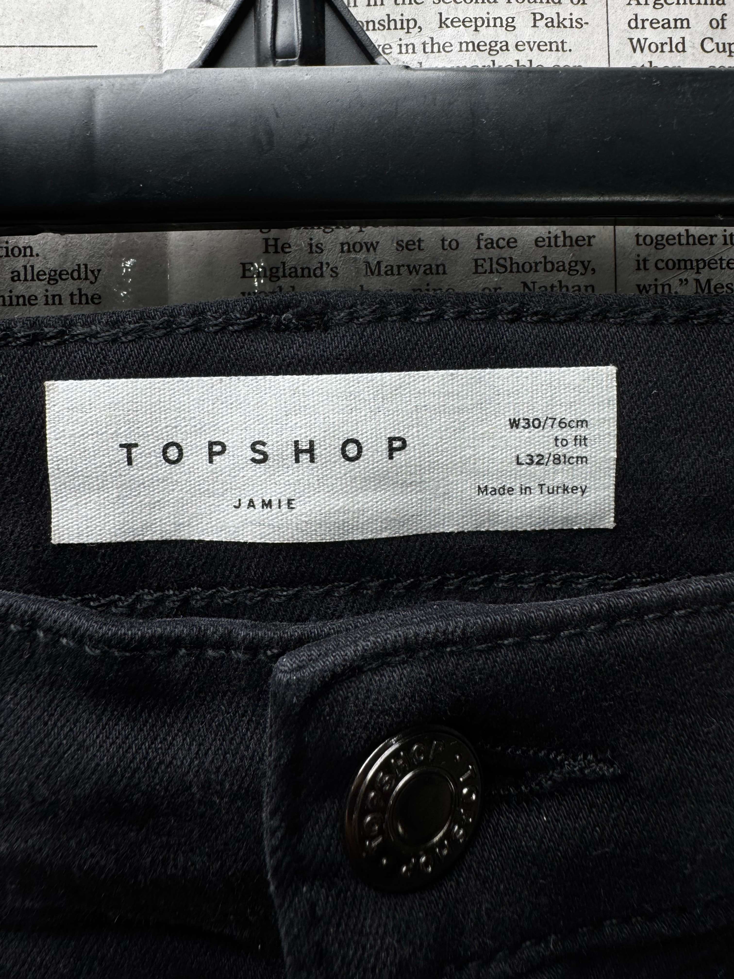 Topshop® Waist: 28" to 30" | Solid True Black | Denim Pants | B7 - 3165 - Genuine Maal