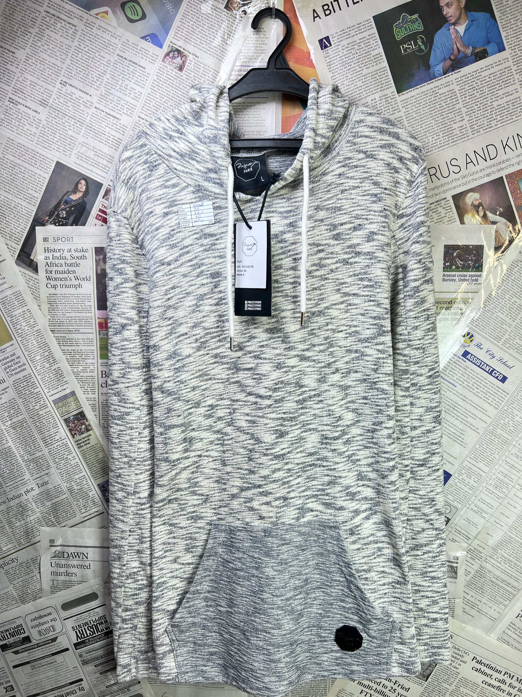 Project Paris® Small | Chest: 20" | Grey | Hoodie | Cotton - Poly | 2266 - Genuine Maal