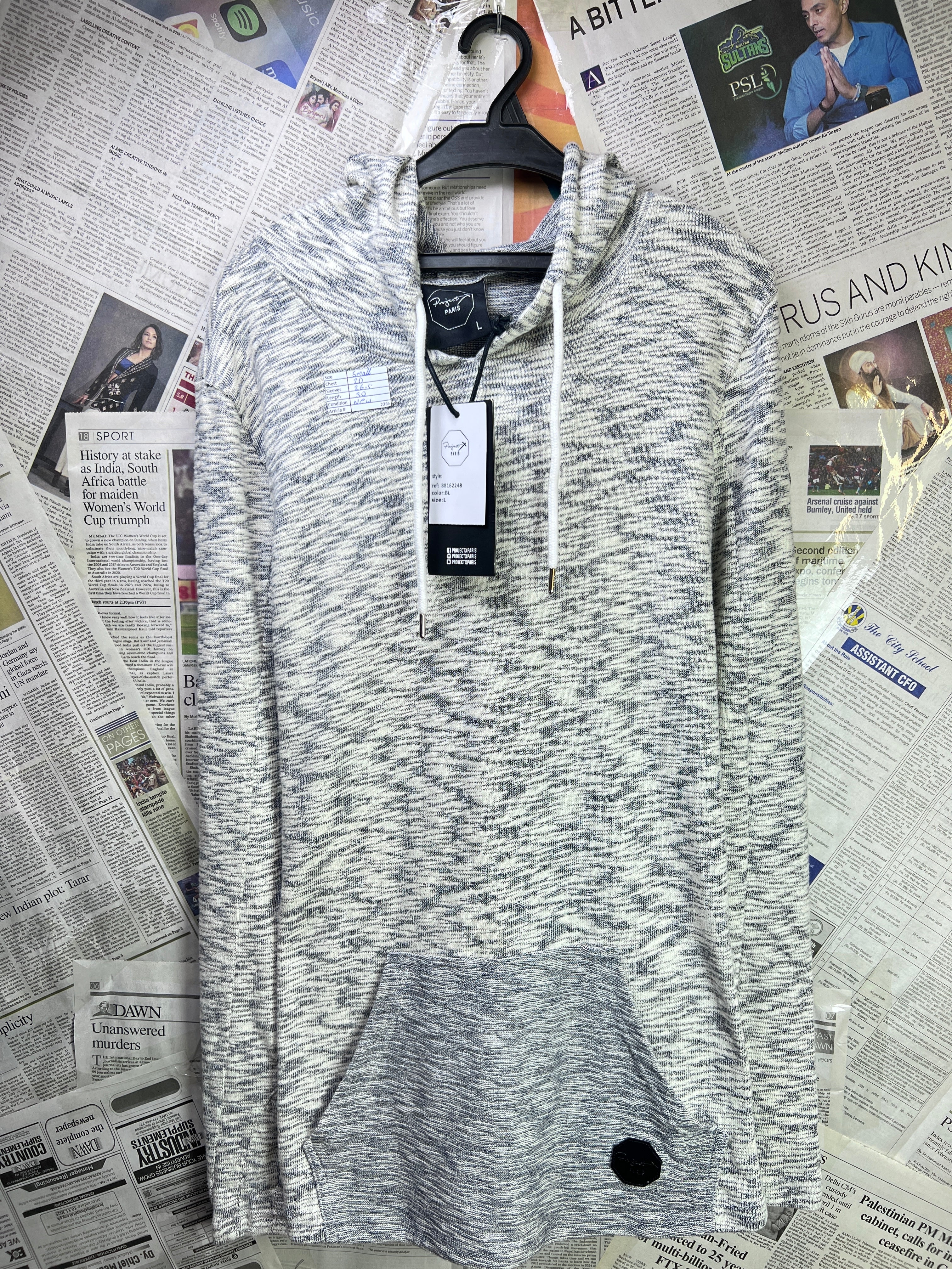 Project Paris® Small | Chest: 20" | Grey | Hoodie | Cotton - Poly | 2266 - Genuine Maal