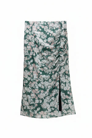 Oasis® Waist: 32" | Floral Deep Forest Green | Midi Skirt | B7 - 3061 - Genuine Maal