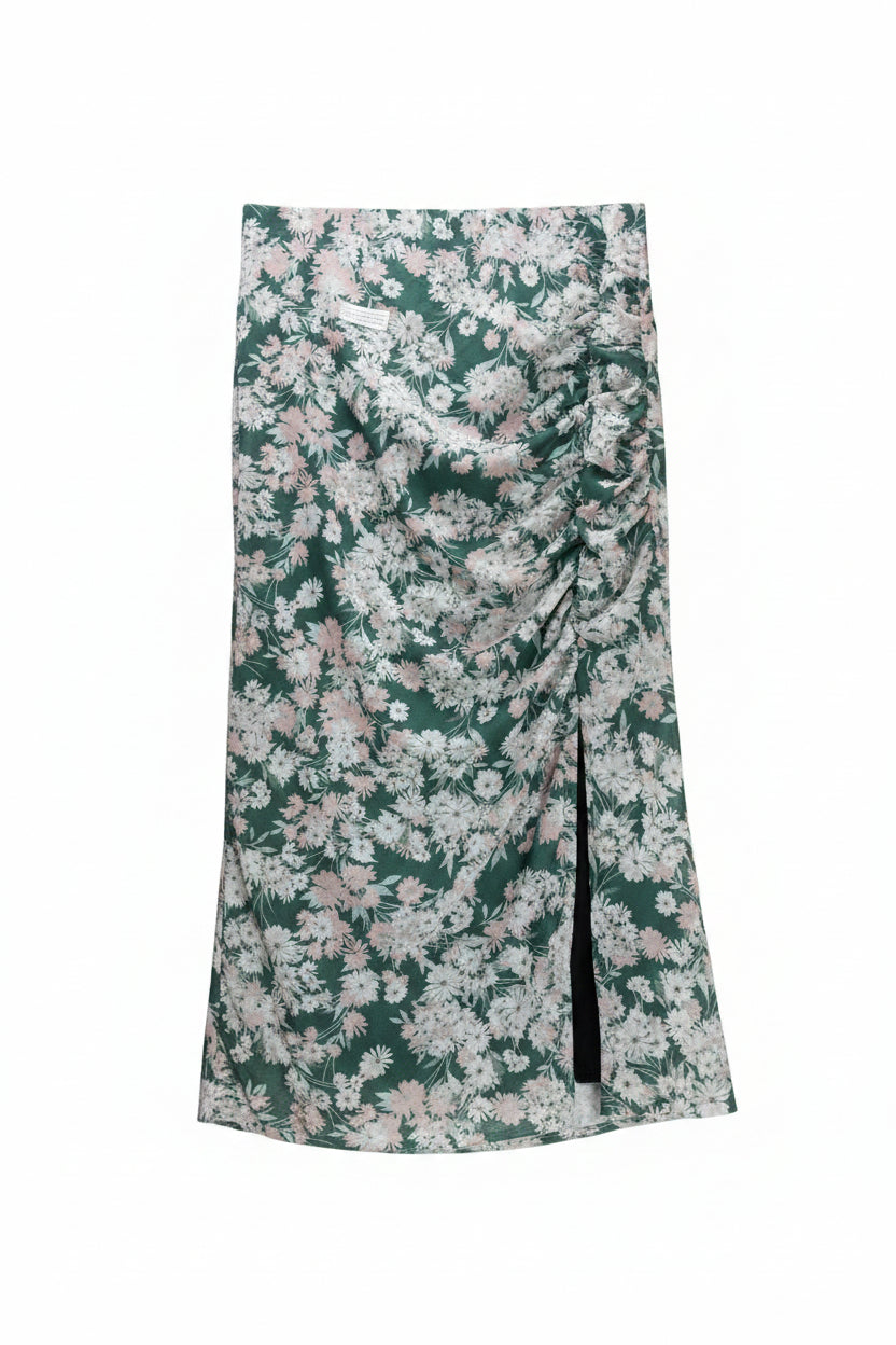 Oasis® Waist: 32" | Floral Deep Forest Green | Midi Skirt | B7 - 3061 - Genuine Maal