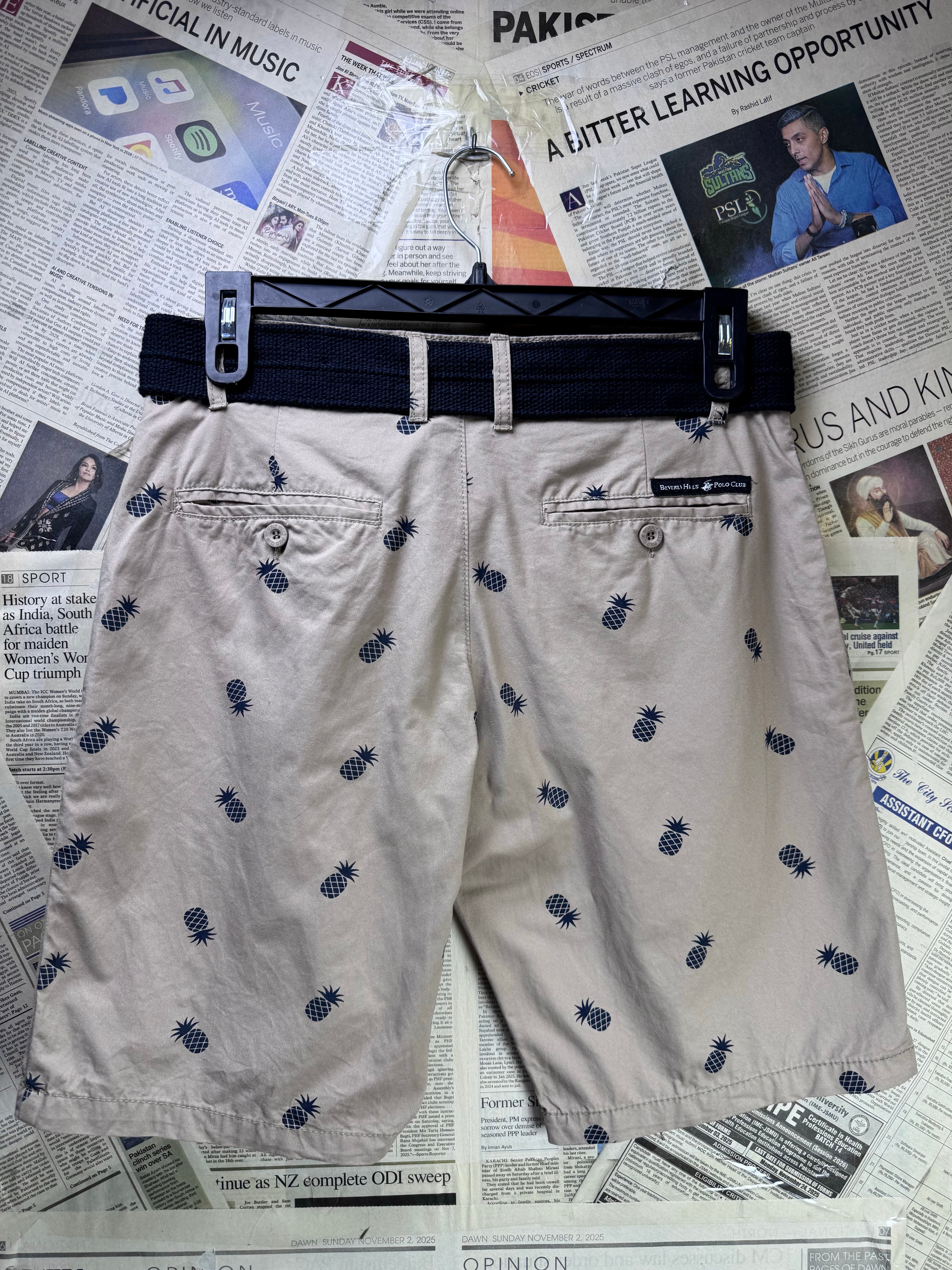 Beverly Hills® Waist: 32" | Brown | Chino Shorts with belt | Cotton | 1466 - Genuine Maal