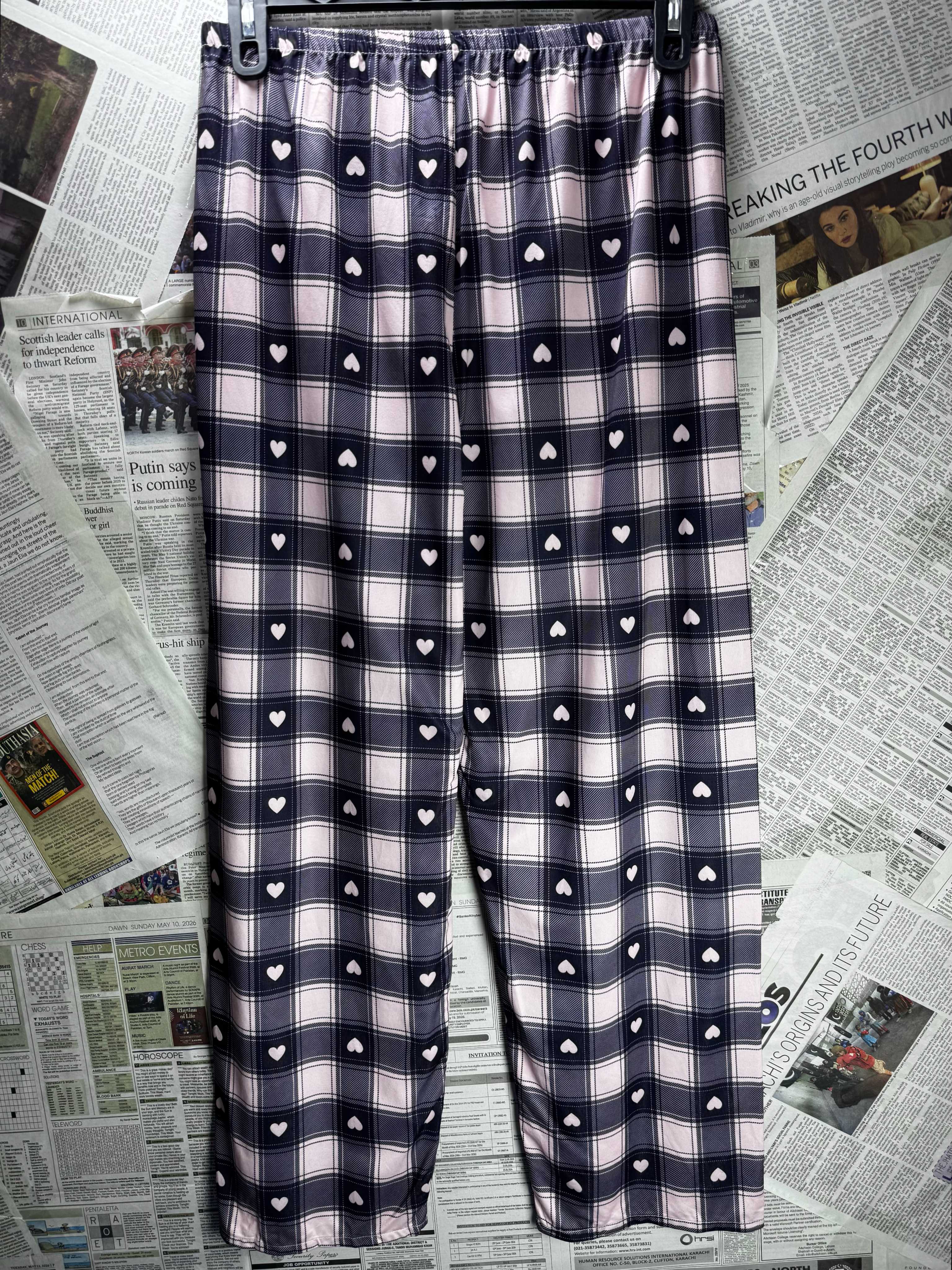 ® Waist: 30" to 32" | Plaid Baby Pink | Pajama Pants | B7 - 3057 - Genuine Maal