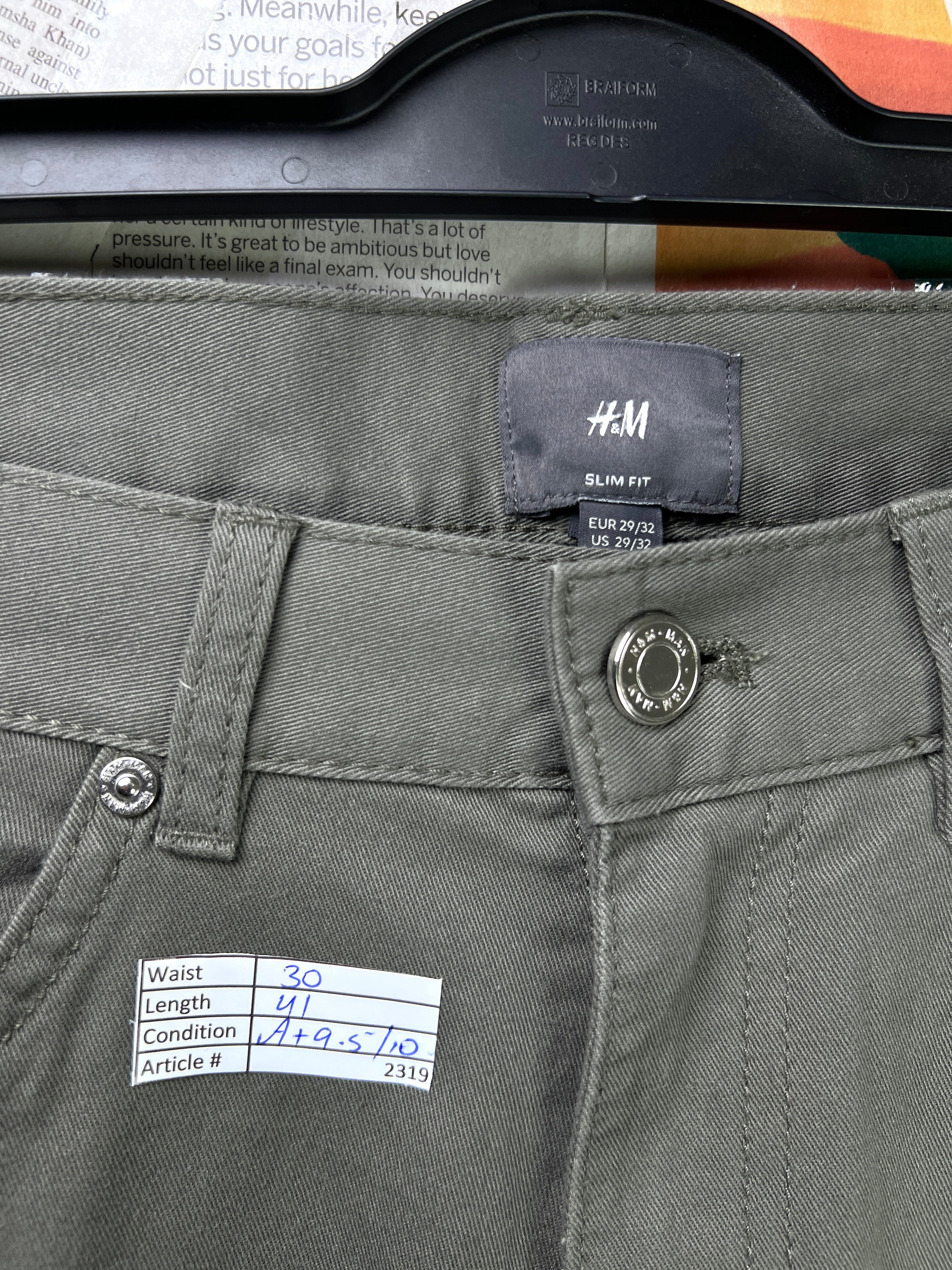 H&M® Waist: 30" | Moss | Chino Pant | Cotton - Elastane | 2319 - Genuine Maal