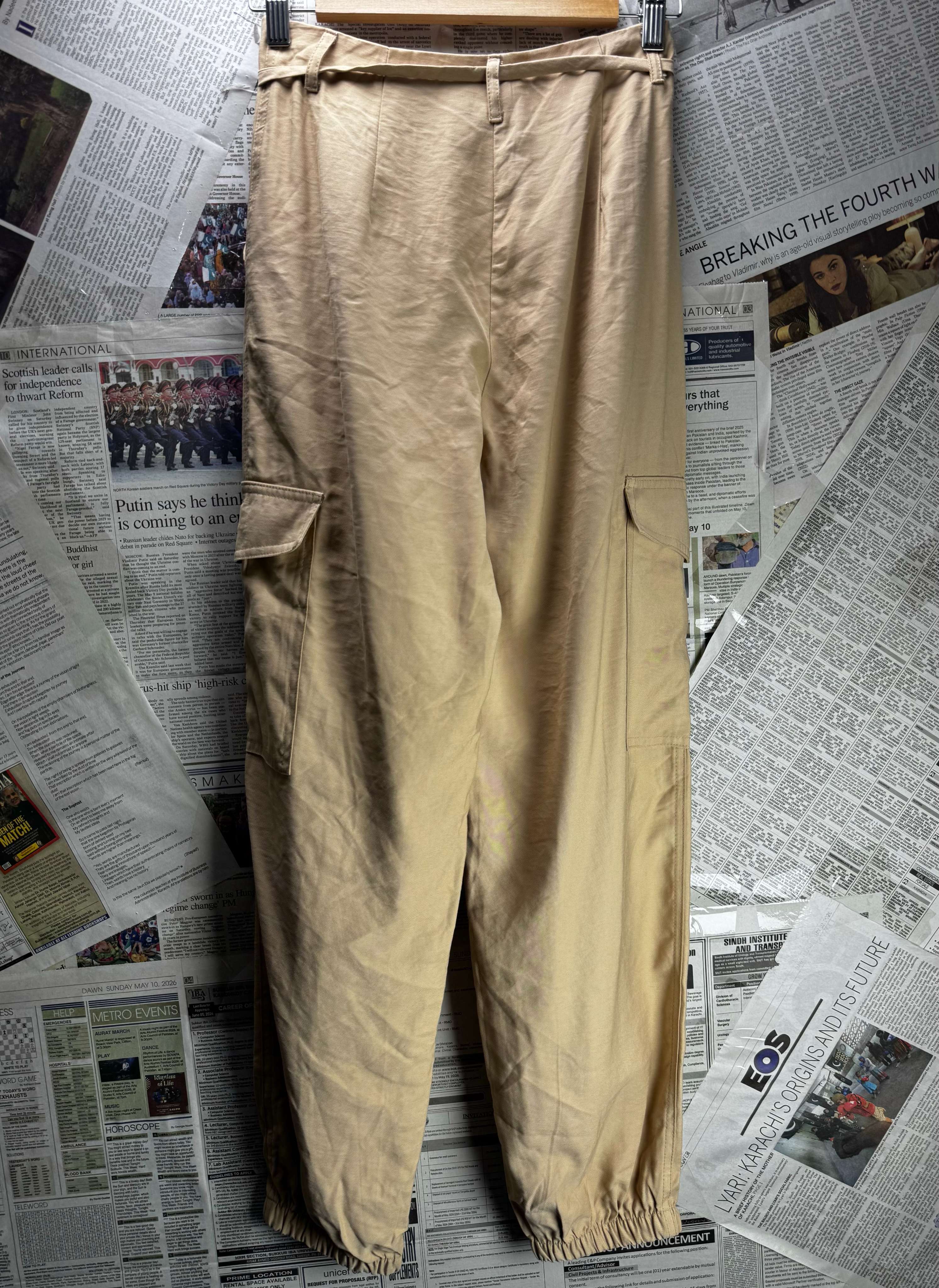 Primark® Waist: 24" | Tan | Cargo Trousers | B7 - 3054 - Genuine Maal